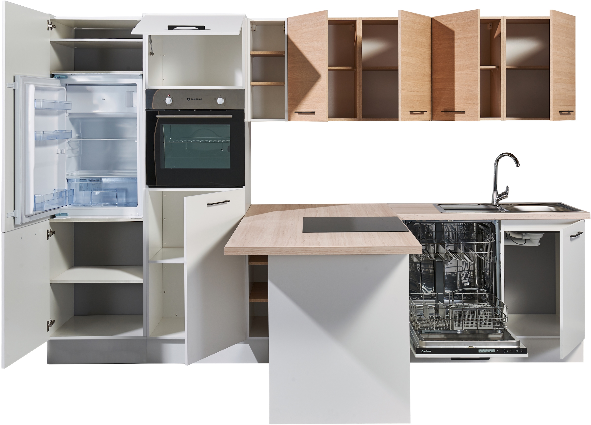 BASIC by Balculina Küchenzeile »Girona B/H/T 325x211x200 cm« Breite 325cm, wahlweise mit E-Geräte, Softclose