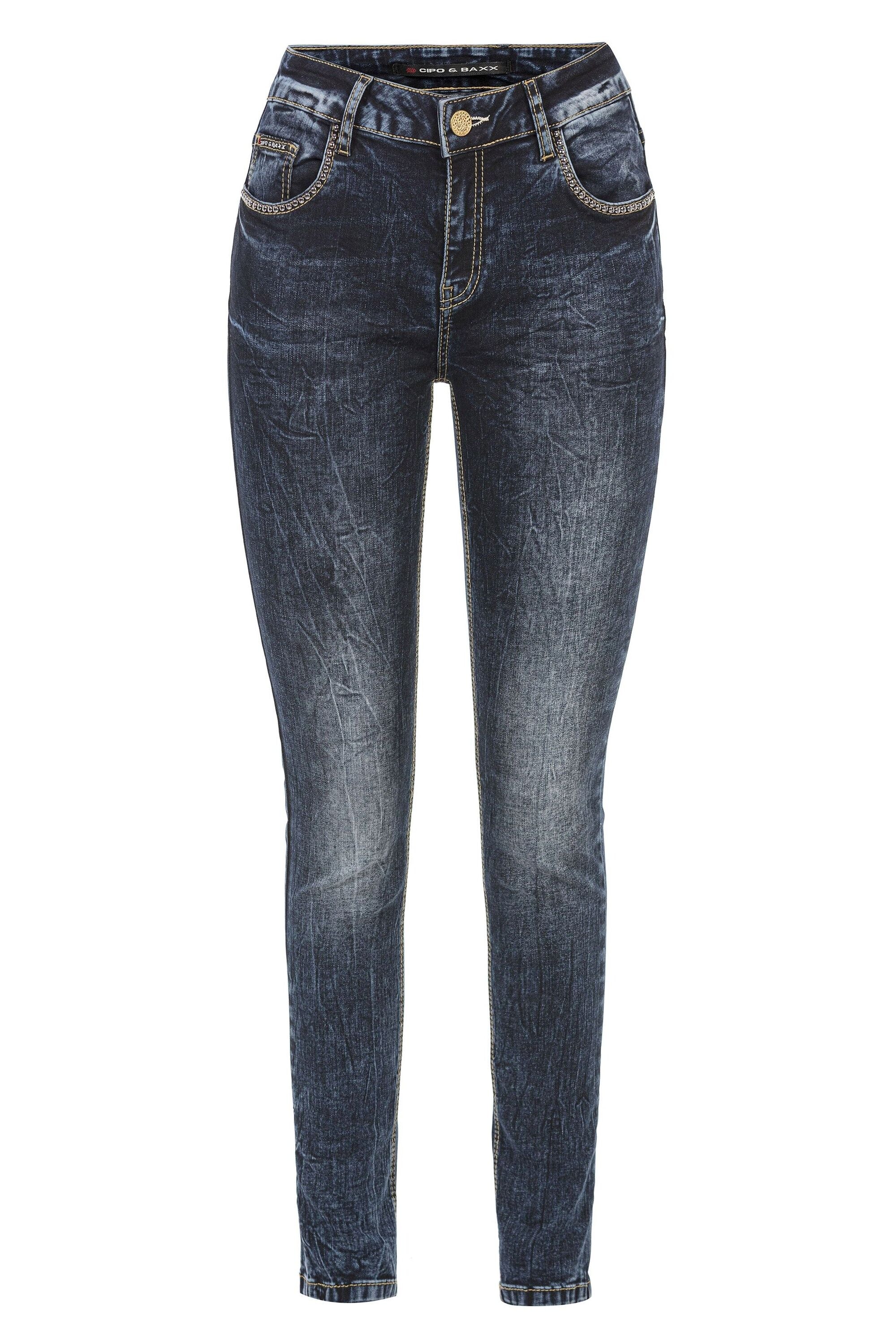 Cipo & Baxx 5-Pocket-Jeans »Jeans«, mit dezenter Waschung und coolen Nieten, WD460