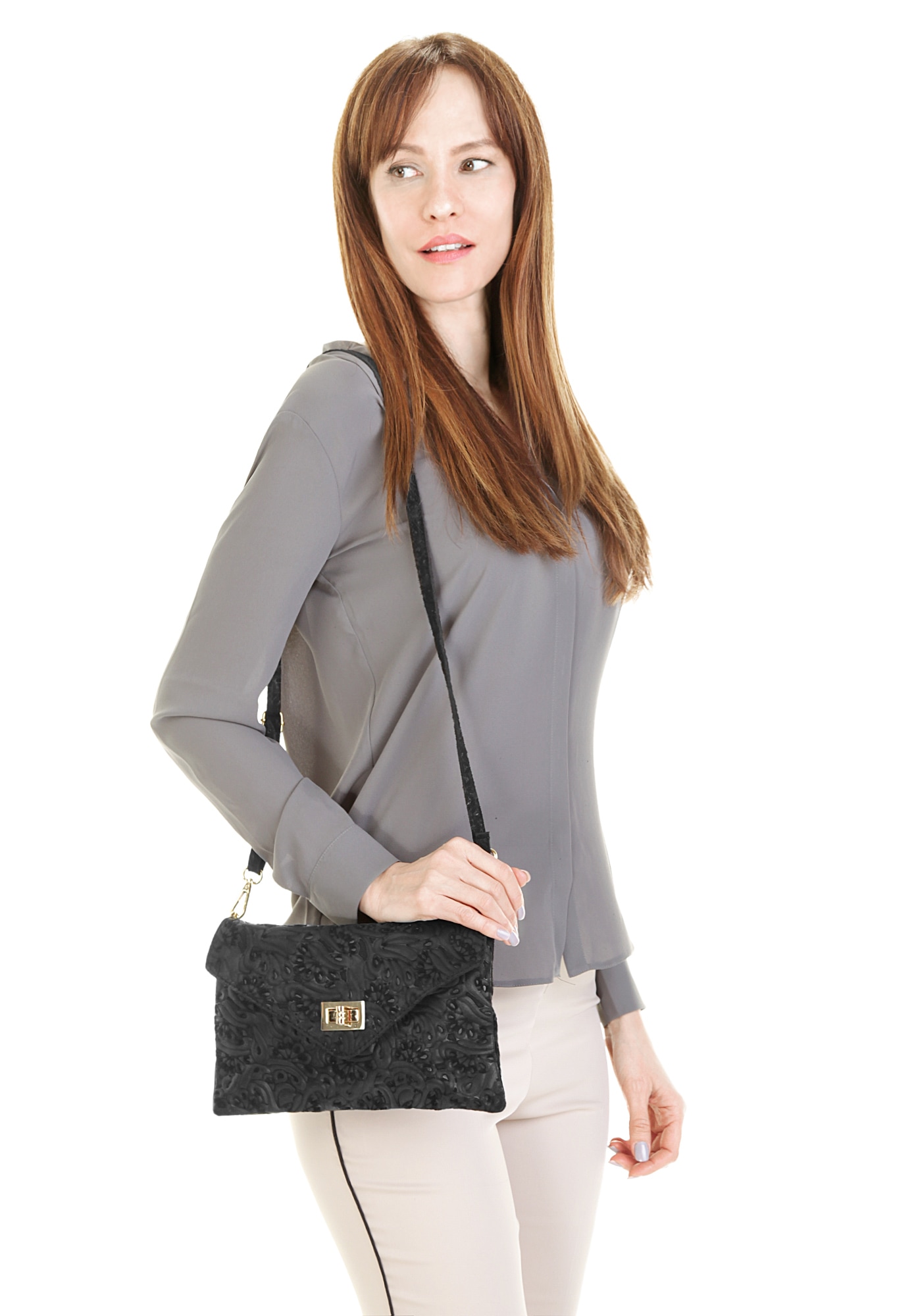Samantha Look Abendtasche echt Leder, Made in Italy