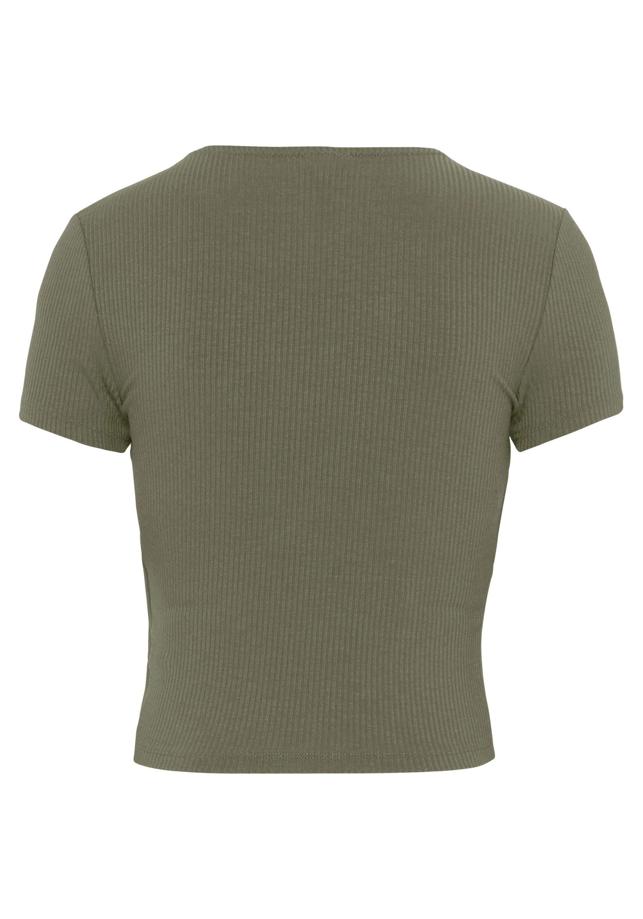 Buffalo Kurzarmshirt, mit Wickeloptik und V-Ausschnitt, T-Shirt, figurbetont, Basic