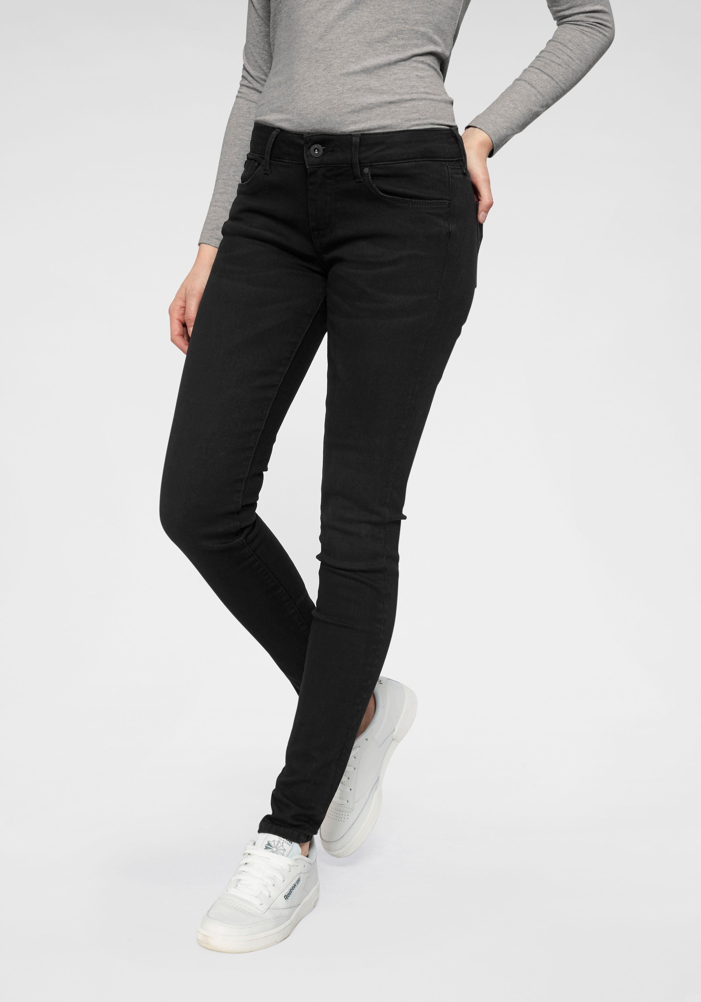 bestellen Pepe im mit BAUR »SOHO«, Stretch-Anteil 5-Pocket-Stil | Bund Skinny-fit-Jeans Jeans 1-Knopf und