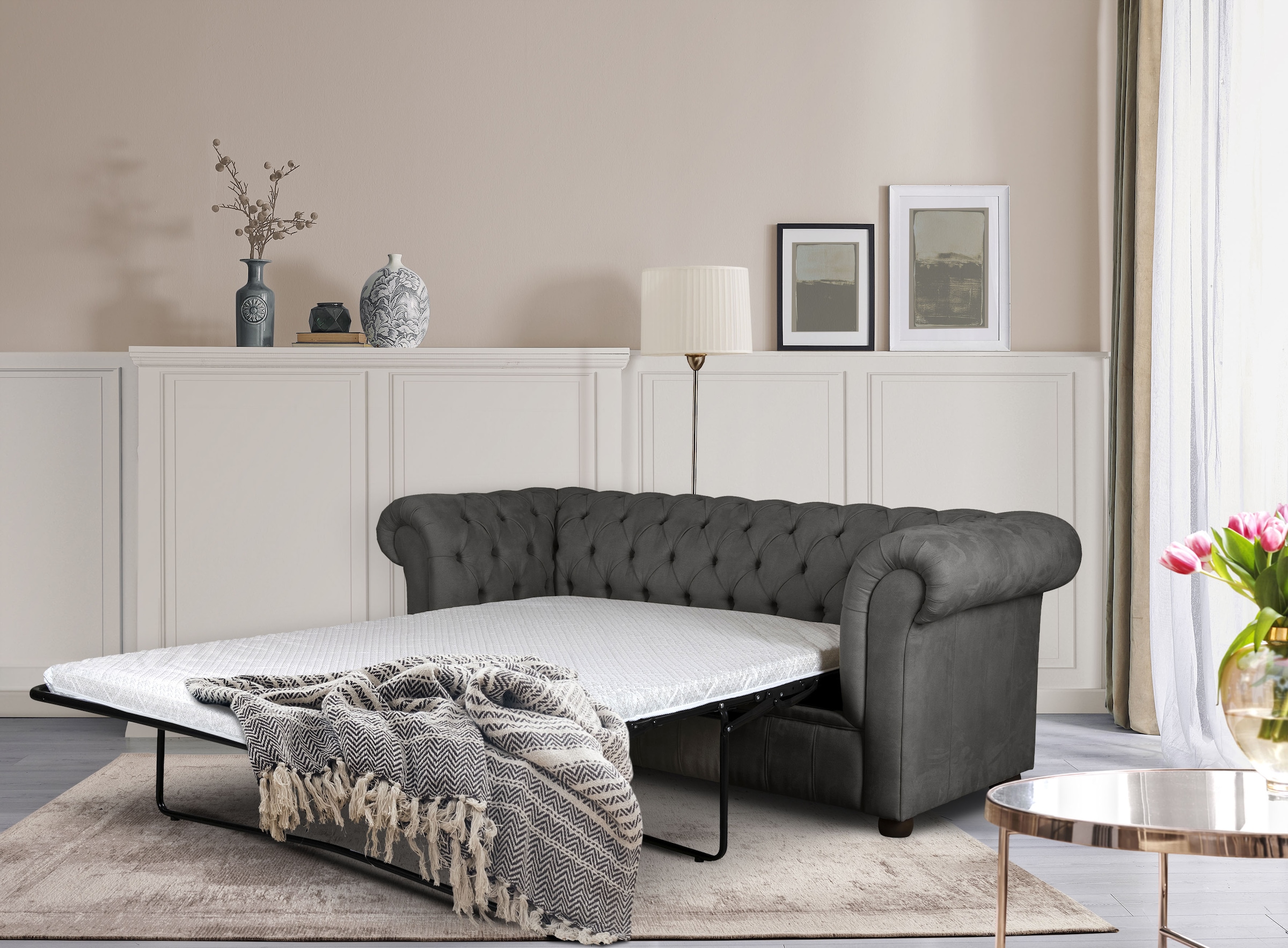 Home affaire 3-Sitzer "CHARENTE, optionale Schlafsofa, Chesterfield-Sofa, B günstig online kaufen