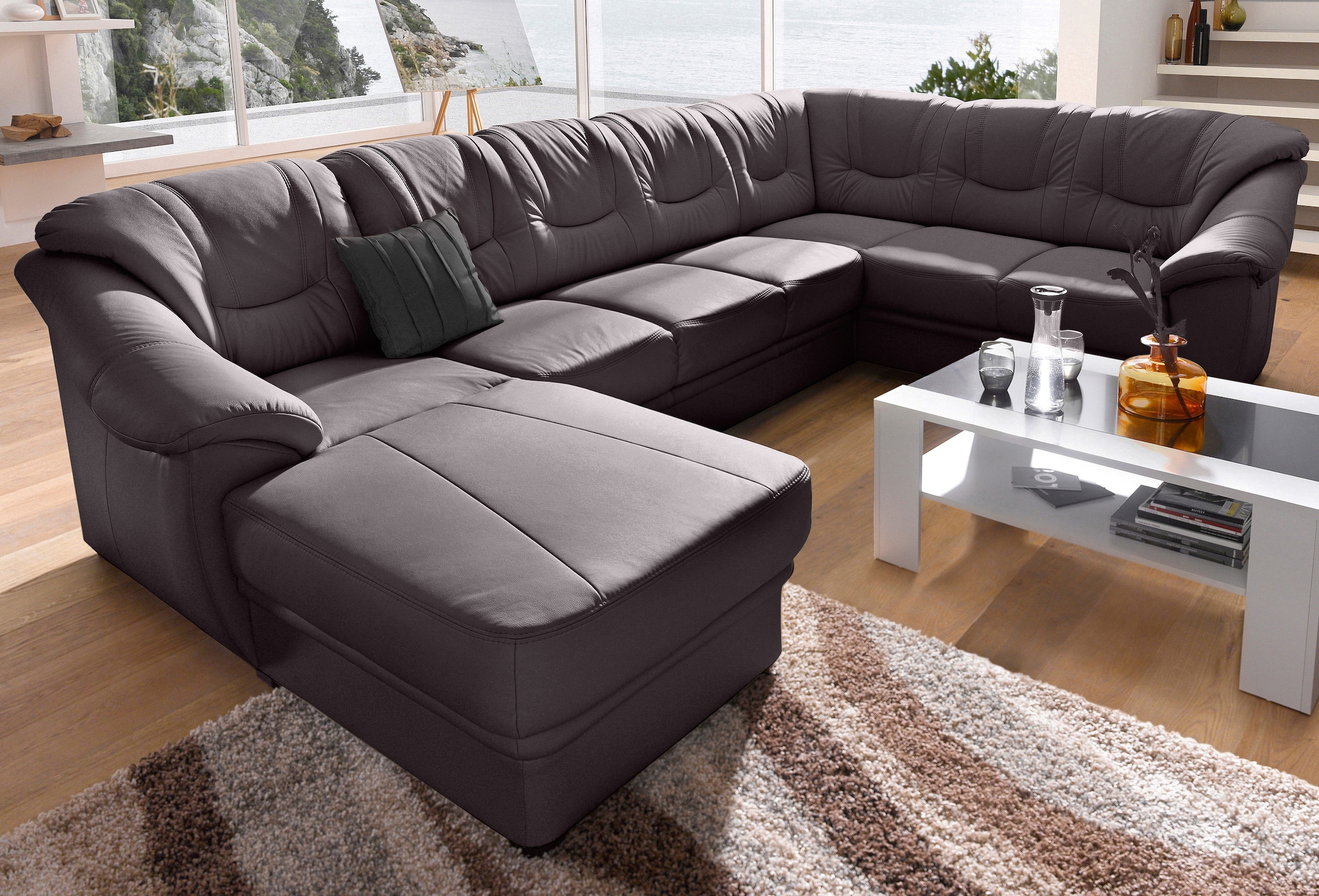 sit&more Wohnlandschaft "Savona, U-Form, B: 320 cm, Bettfunktion wählbar, Federkern-Polsterung" Komfortable Sitzhöhe 46 cm, Liegefläche 120 x 250 cm bei Bettfunktion
