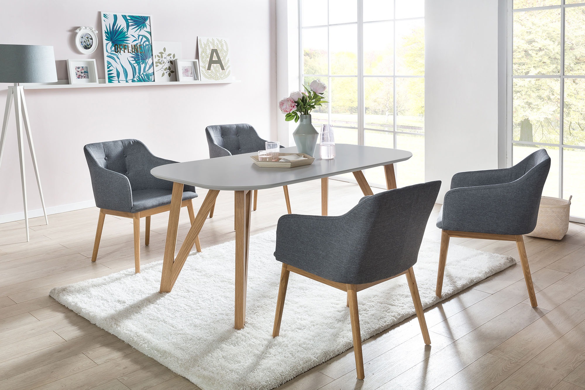 SalesFever Esstisch »Solna - Stilvoller Esstisch für Ihr Zuhause«, Massive Eichen-Haarnadelbeine: Natürliches Design-Statement