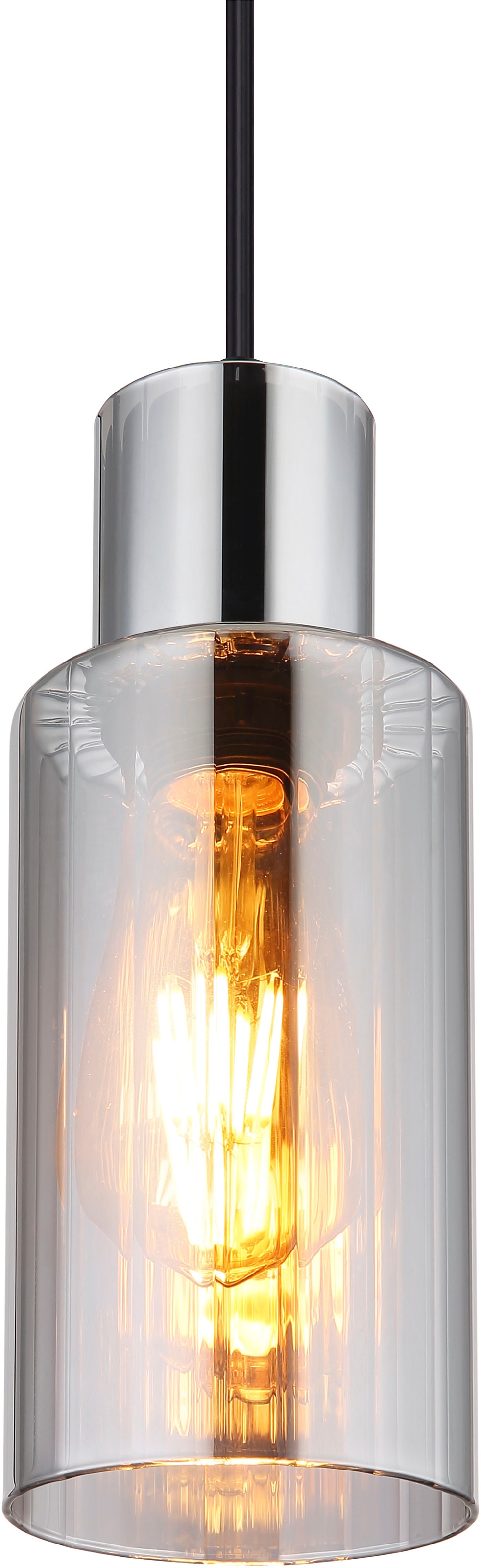 GLOBO LIGHTING Hängeleuchte »LIDARIA« E27 1 Stk. Hängelampe schwarz Glas rauchfarben Wohnzimmer Esszimmer