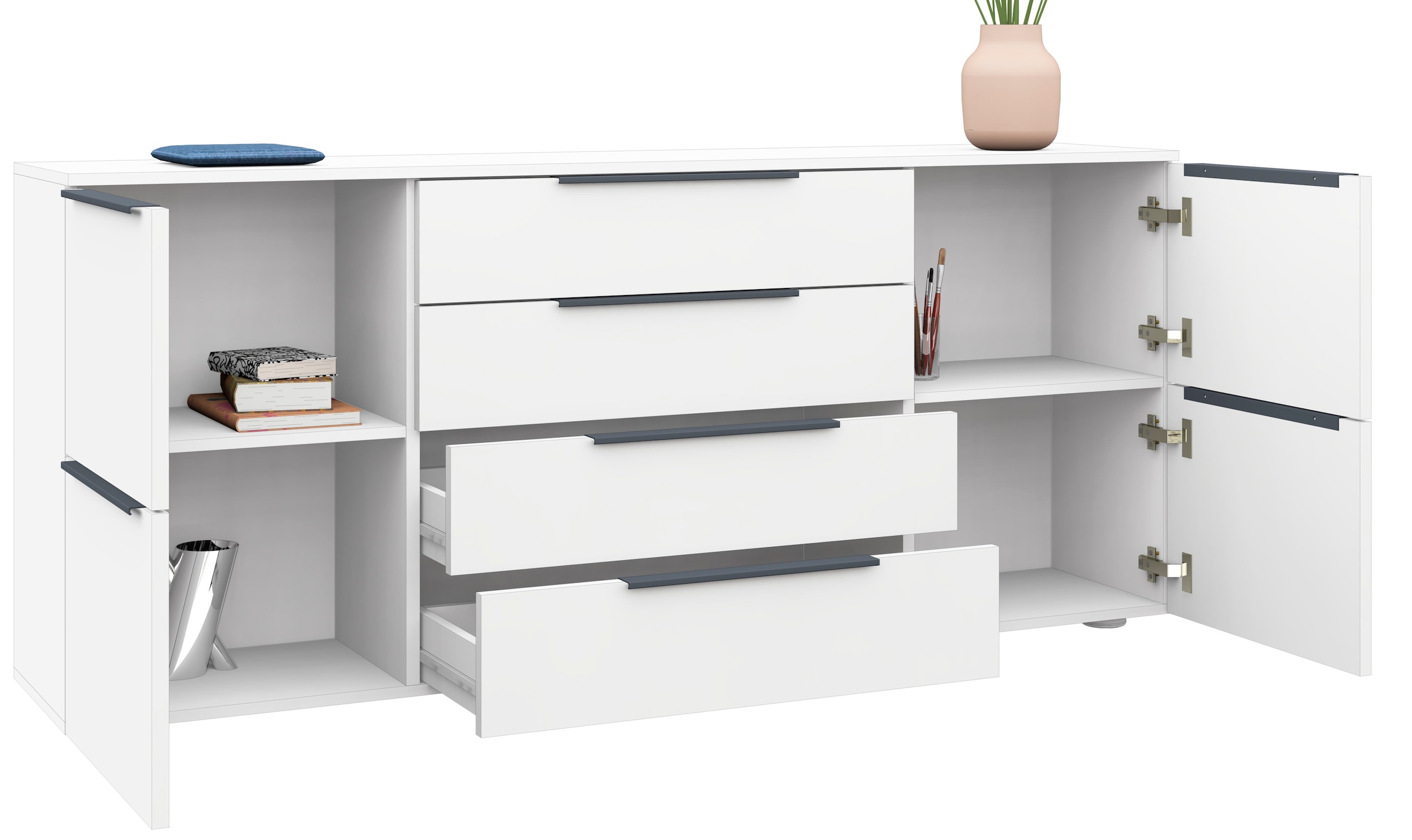 borchardt Möbel Sideboard »Tom«, Breite 166 cm, verstellbare Einlegeböden, lackierte Alu-Profilgriffe