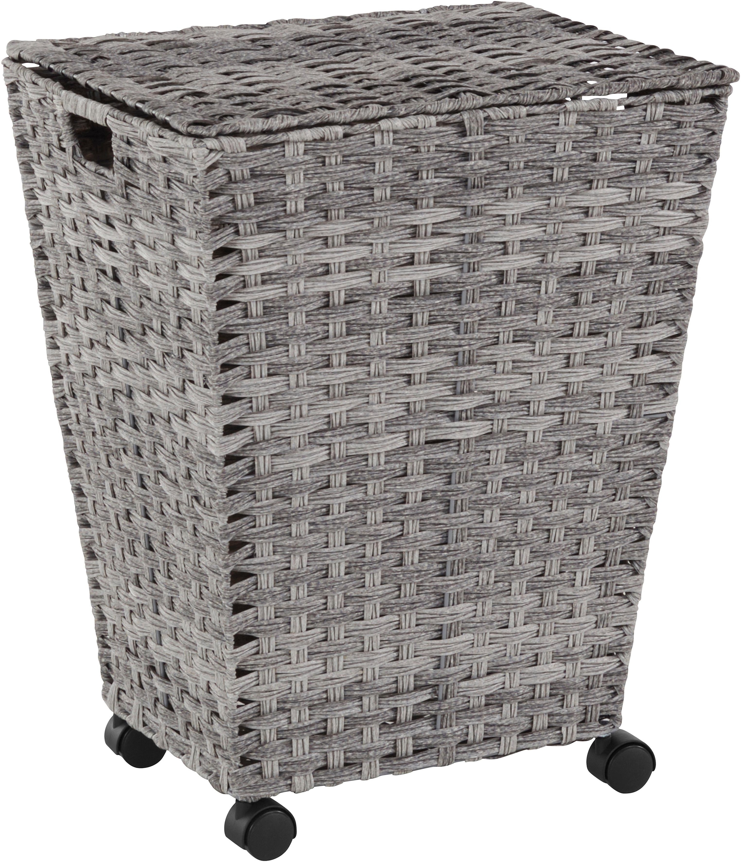 locker Wäschekorb Polyrattan, mit Rollen