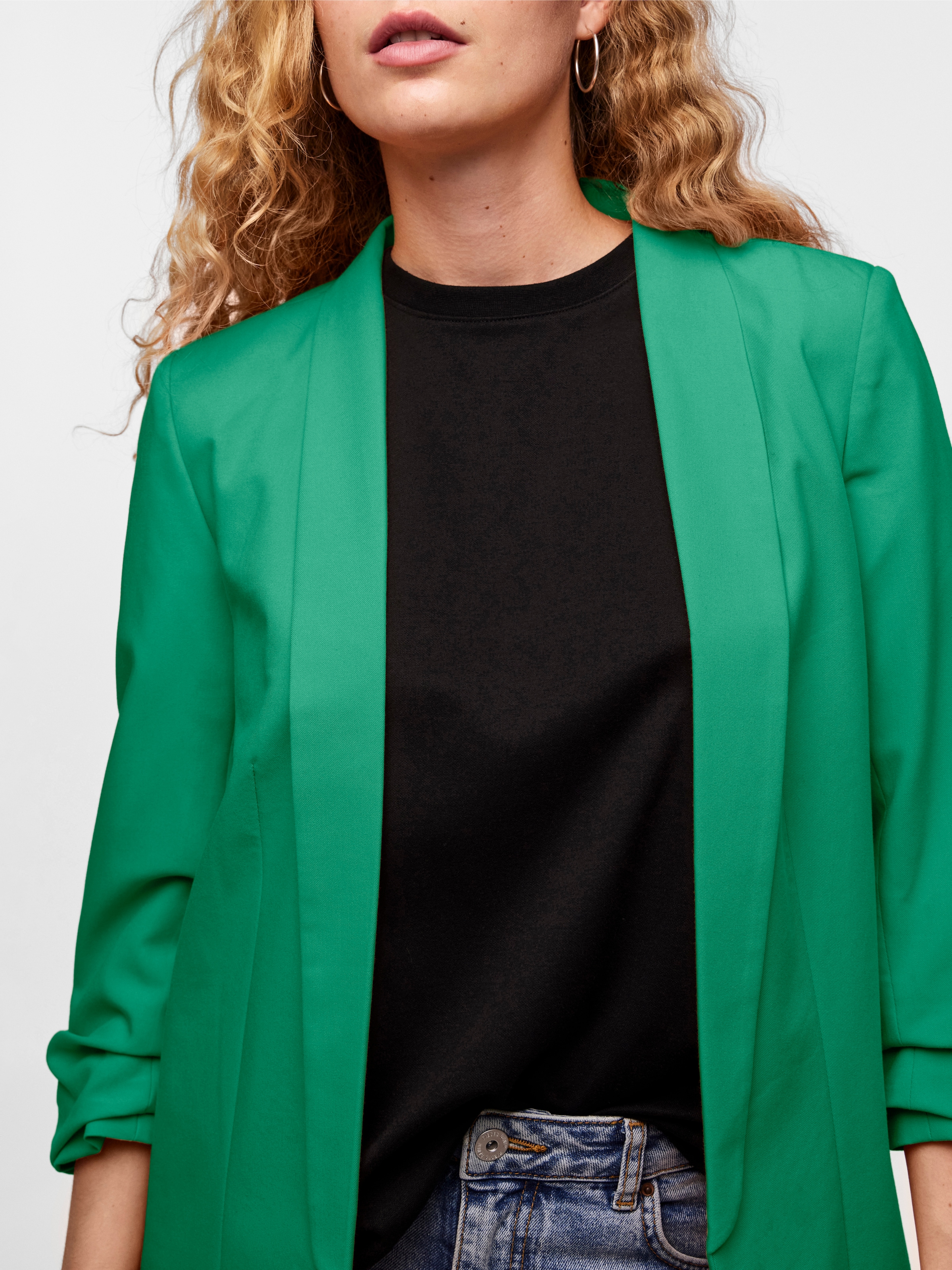 pieces Blusenblazer »PCBOSELLA 3/4 BLAZER NOOS«, mit Faltendetail am Ärmel
