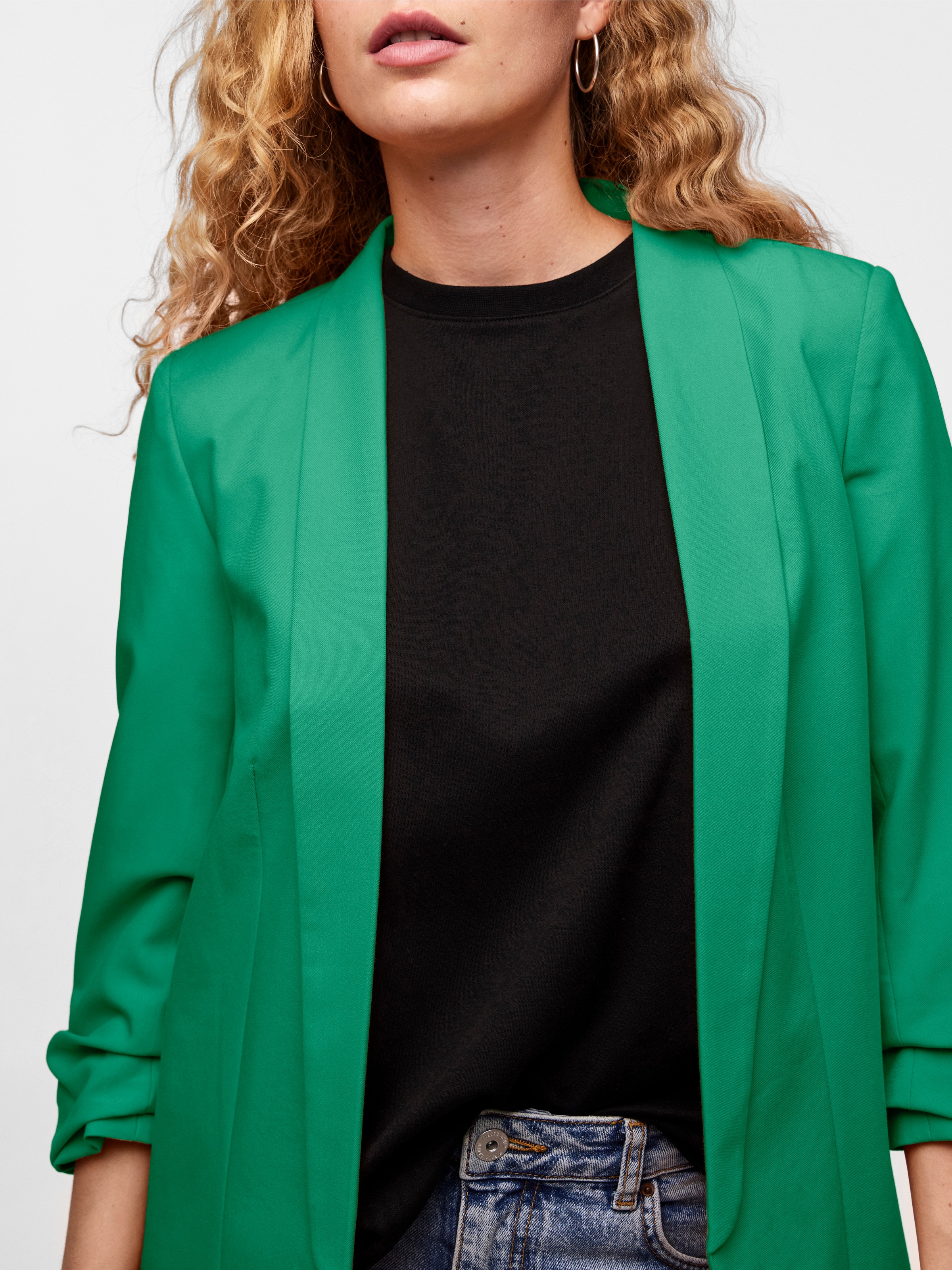 pieces Blusenblazer "PCBOSELLA 3/4 BLAZER NOOS", mit Faltendetail am Ärmel günstig online kaufen