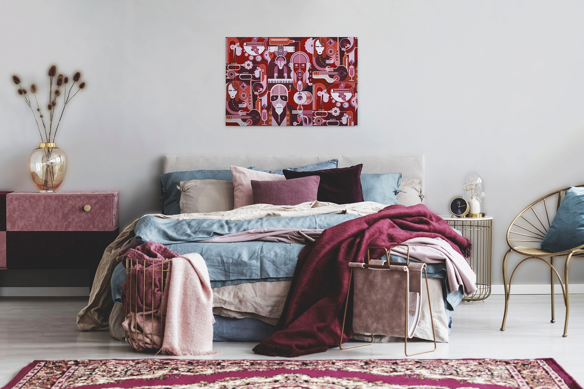 A.S. Création Leinwandbild »wall of sound«, Kunst-Abstrakt-Kinder, (1 St.), Keilrahmen Bild Musik Abstrakt Bunt Leinwand-Bild Wohnzimmer modern