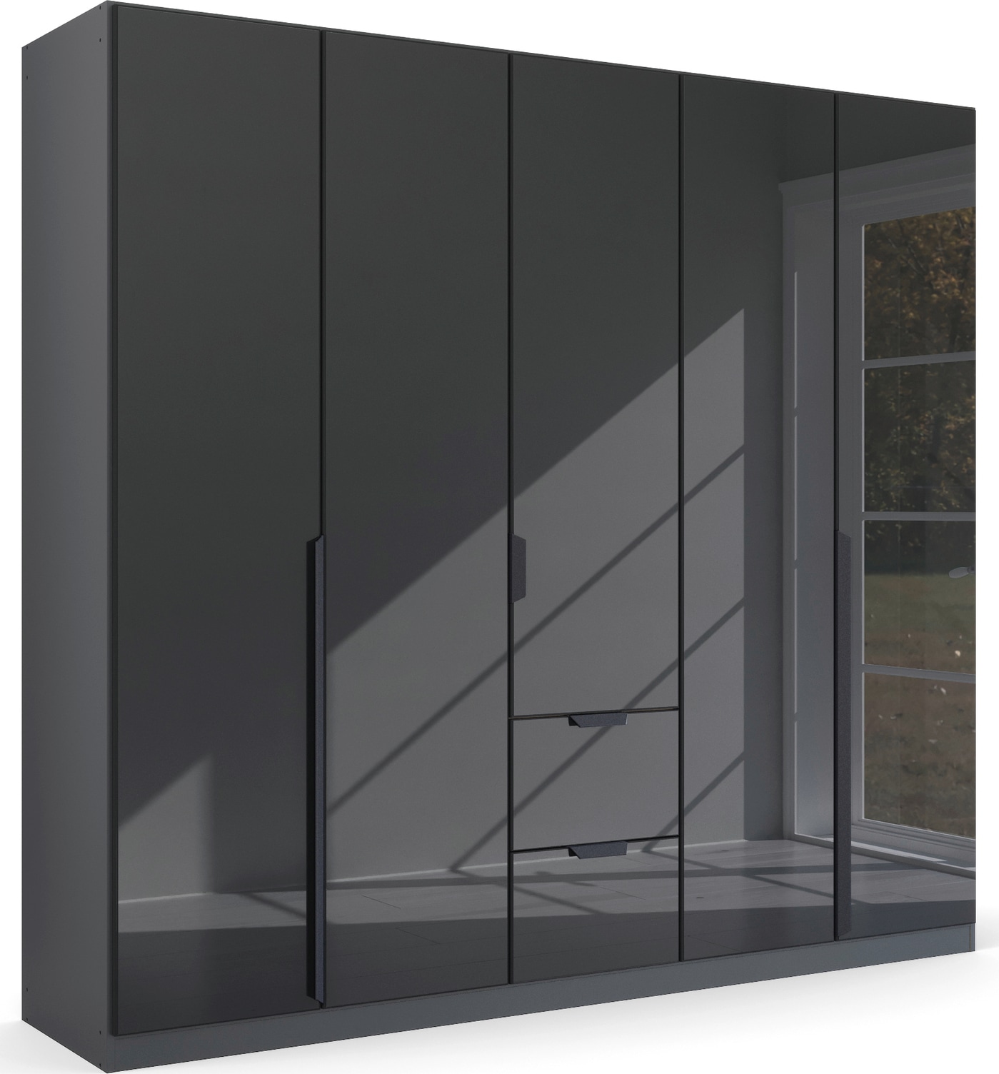rauch Drehtürenschrank "Kleiderschrank Schrank Garderobe Ankleide MODERN BY QUADRA SPIN" Breiten: 181/226/271 cm, Höhe 210 cm, mit hochwertiger Glasfront und Stangengriff MADE IN GERMANY