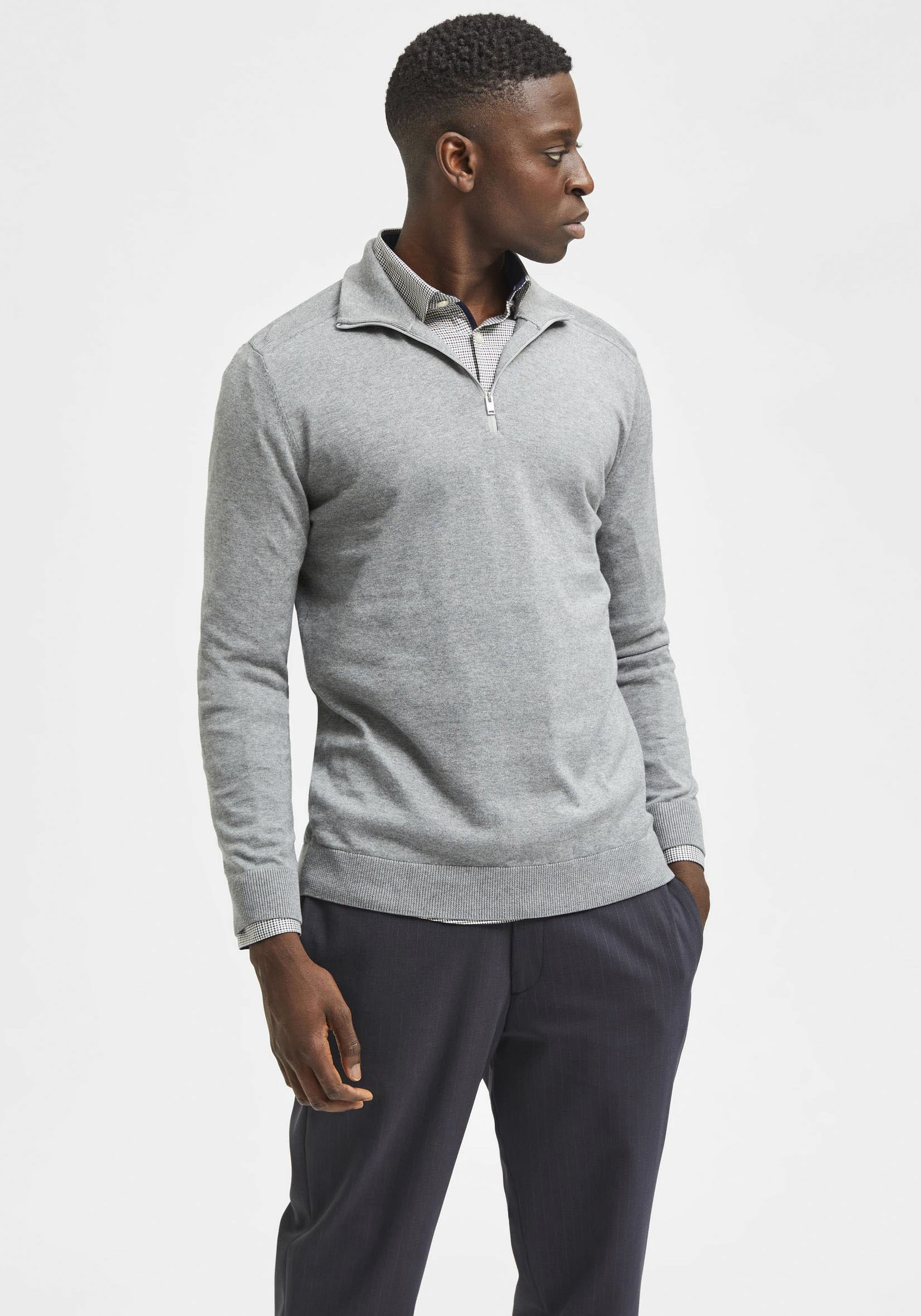 SELECTED "SLHBERG HALF ZIP CARDIGAN NOOS" Baumwolle, regular fit