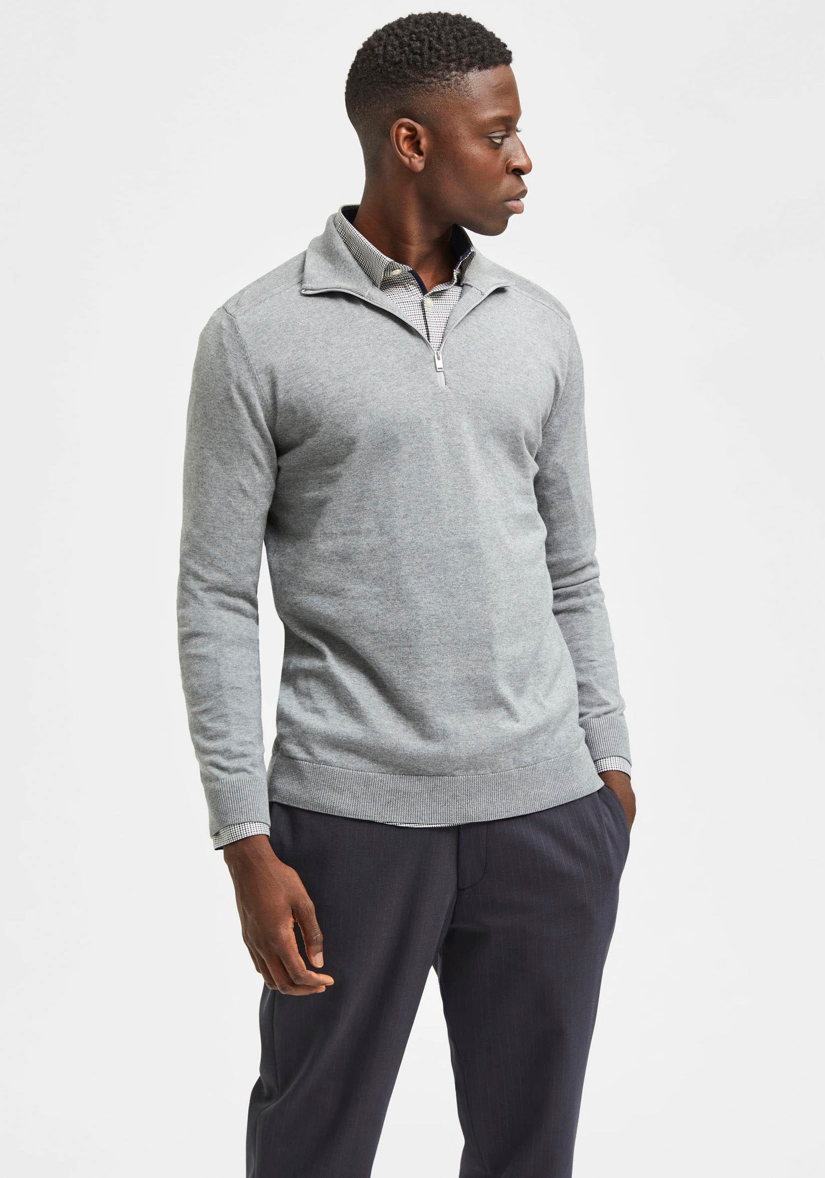 SELECTED Troyer "SLHBERG HALF ZIP CARDIGAN NOOS" Baumwolle, regular fit günstig online kaufen