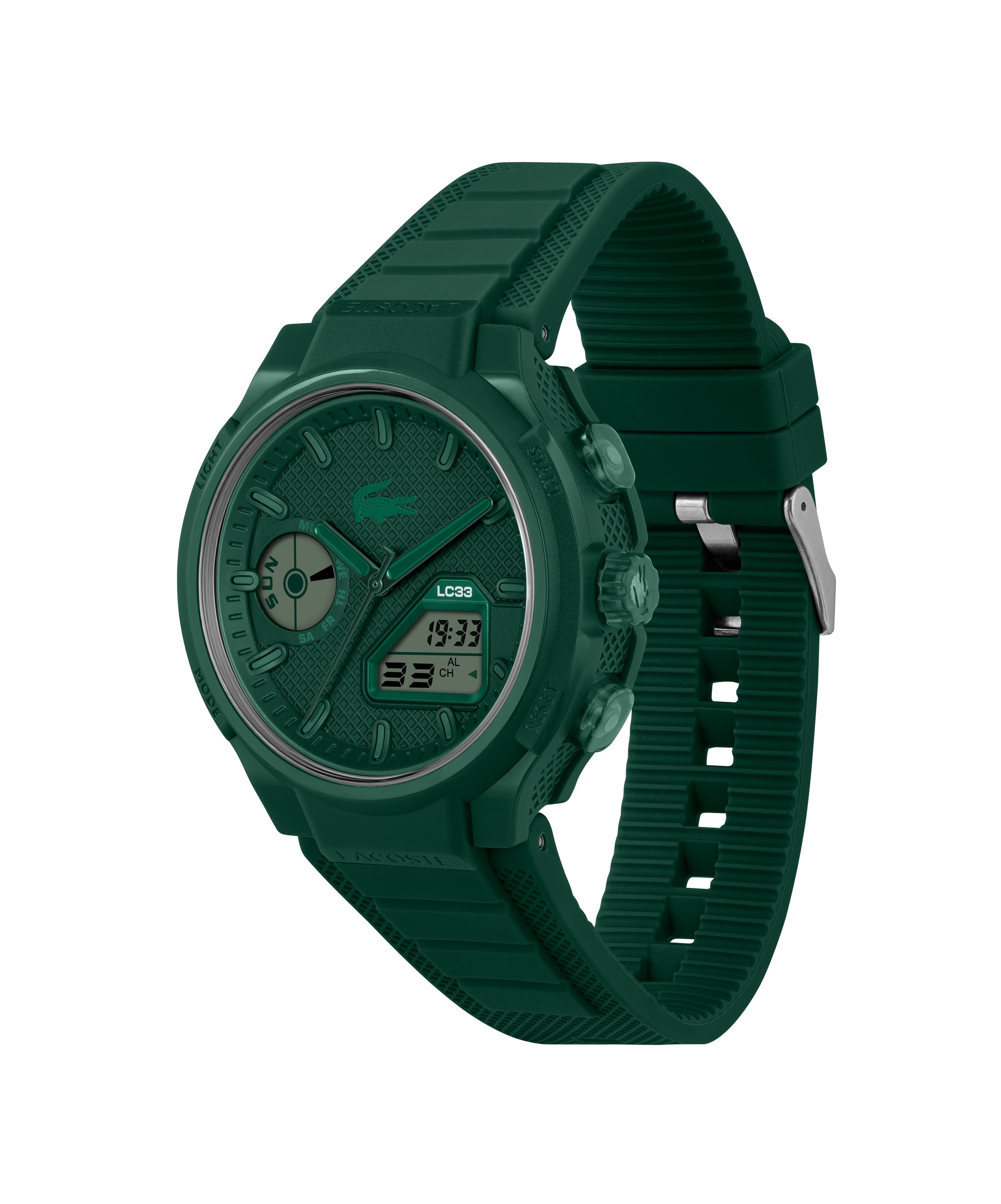 Chronograph LACOSTE "LC33", dunkelgrün, Armbanduhren, Herren, Chronograph, Quarzuhr, Armbanduhr, Herrenuhr, Silikonarmband, analog, digital, Tag 3