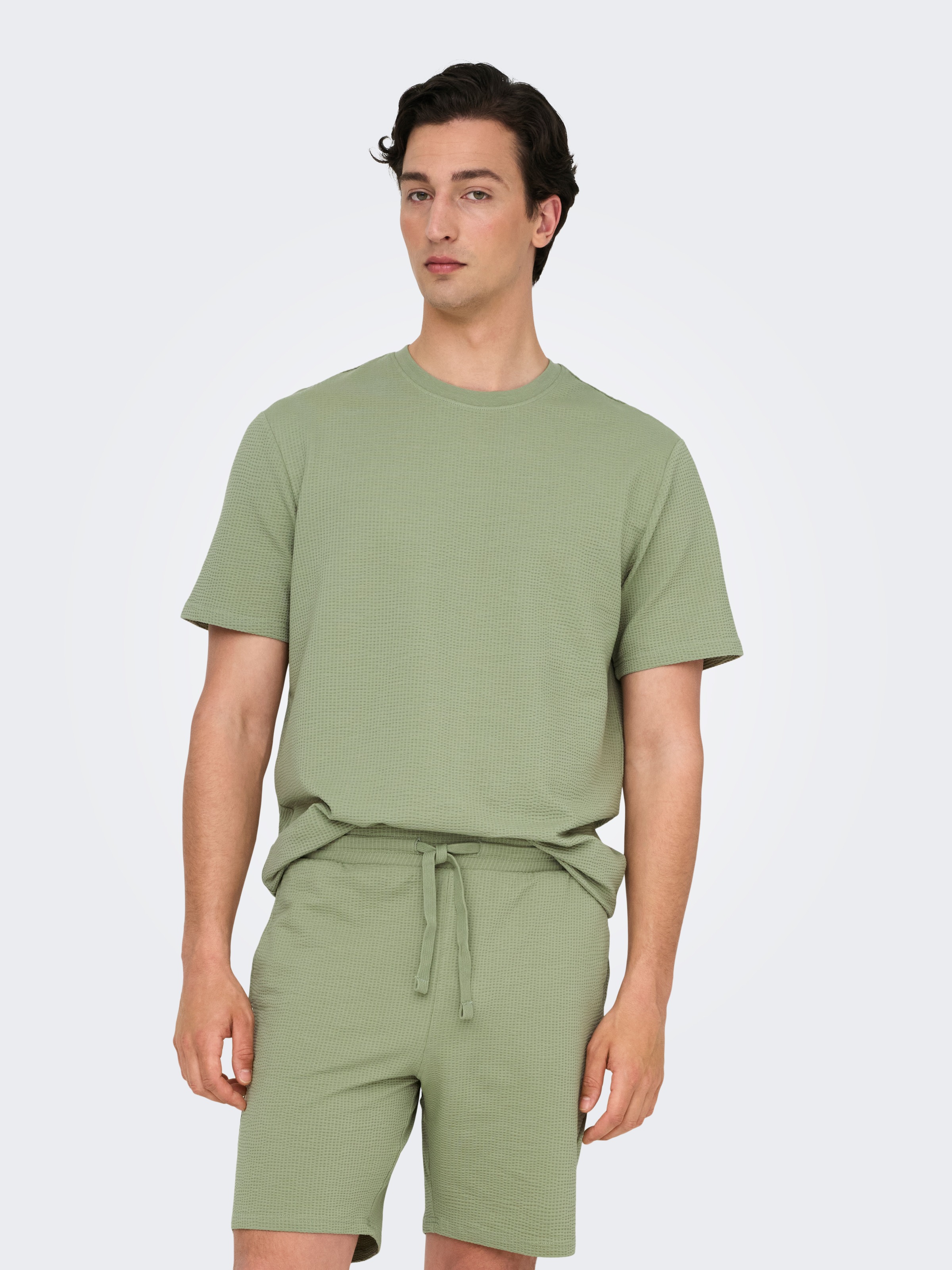 ONLY & SONS Rundhalsshirt "ONSKIAN LIFE REG SEERSUCKER SS TEE NOOS" günstig online kaufen