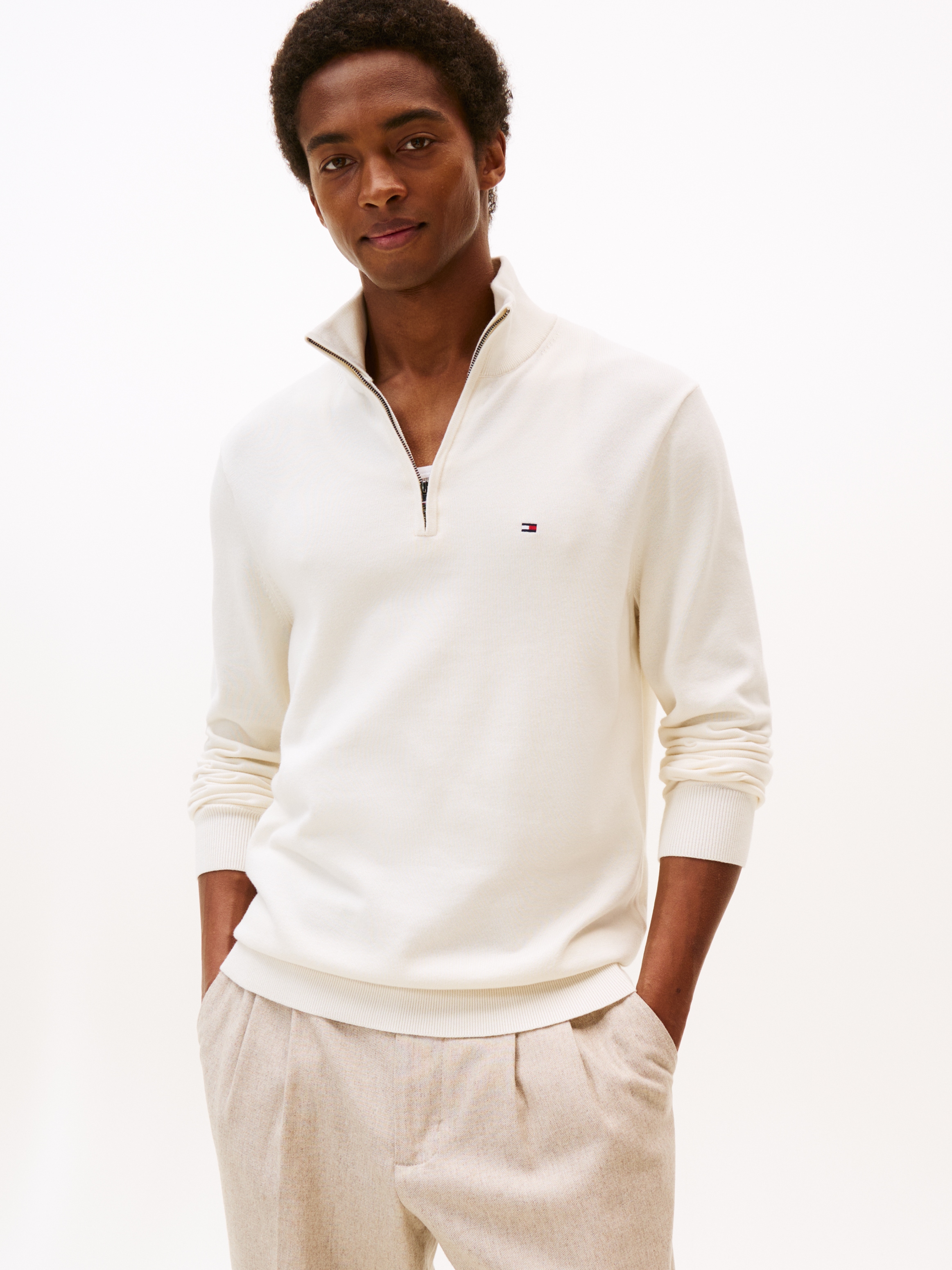 Tommy Hilfiger Troyer "ESSENTIAL COTTON ZIP MOCK" günstig online kaufen