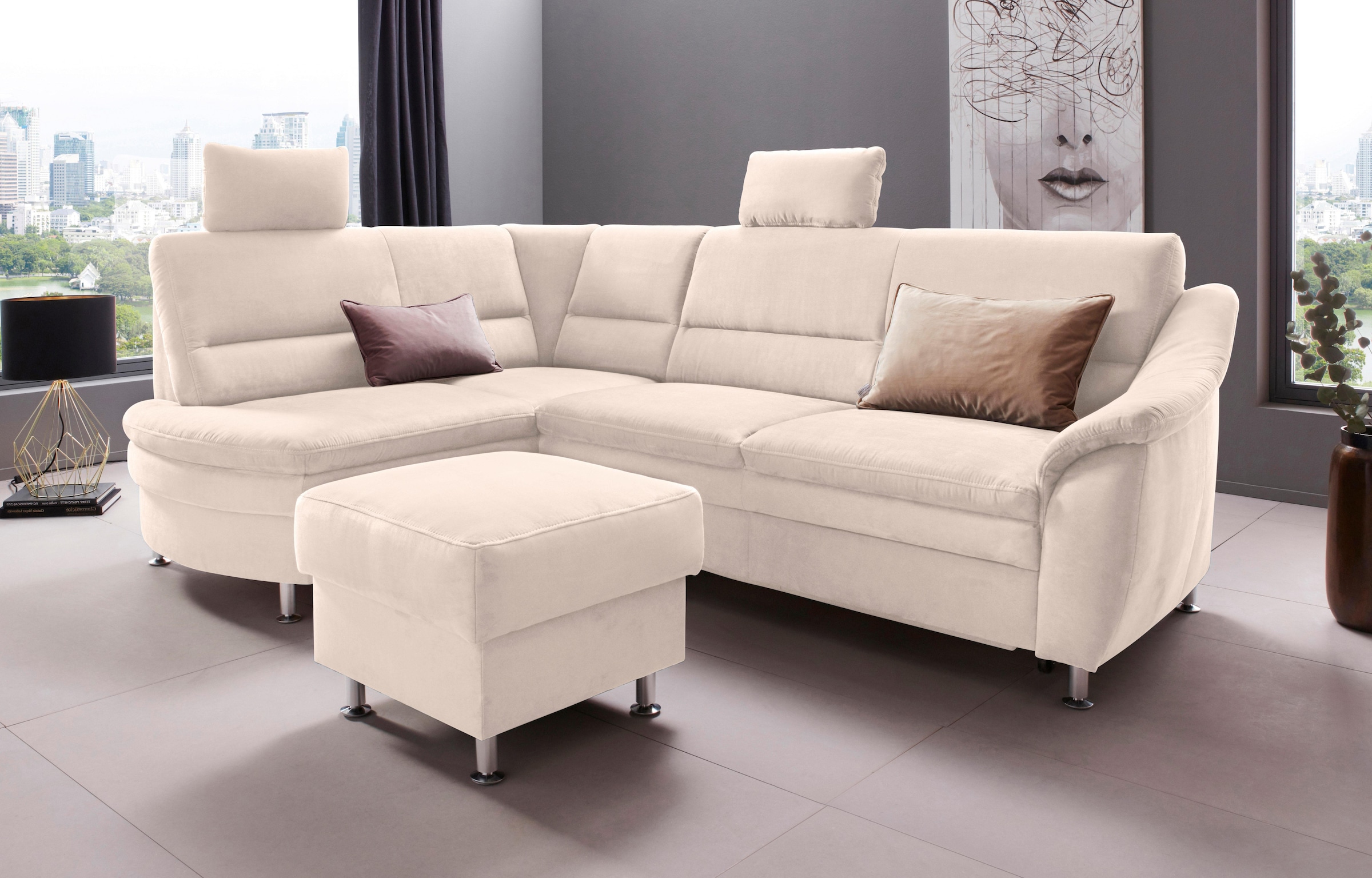 OTTO home Ecksofa "Cardoso L-Form" Federkern, wahlweise mit Bett, Schubkasten