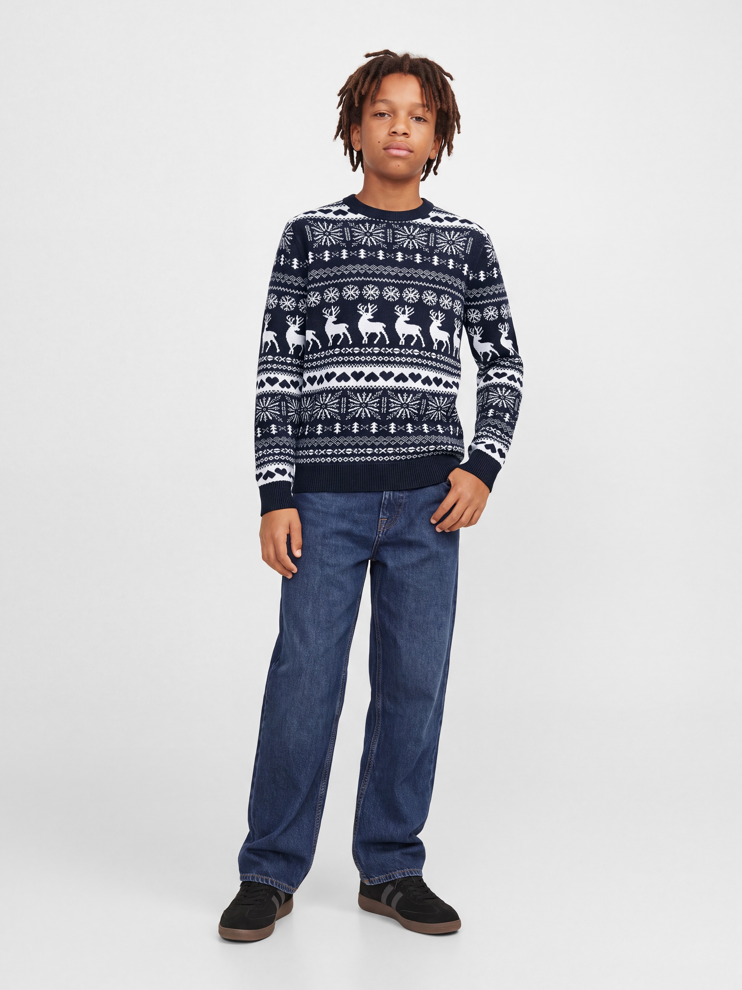 Jack & Jones Junior Rundhalspullover »JJXMAS SANTA KNIT CREW NECK JNR« Weihnachten, Kunstfaser, regular Fit