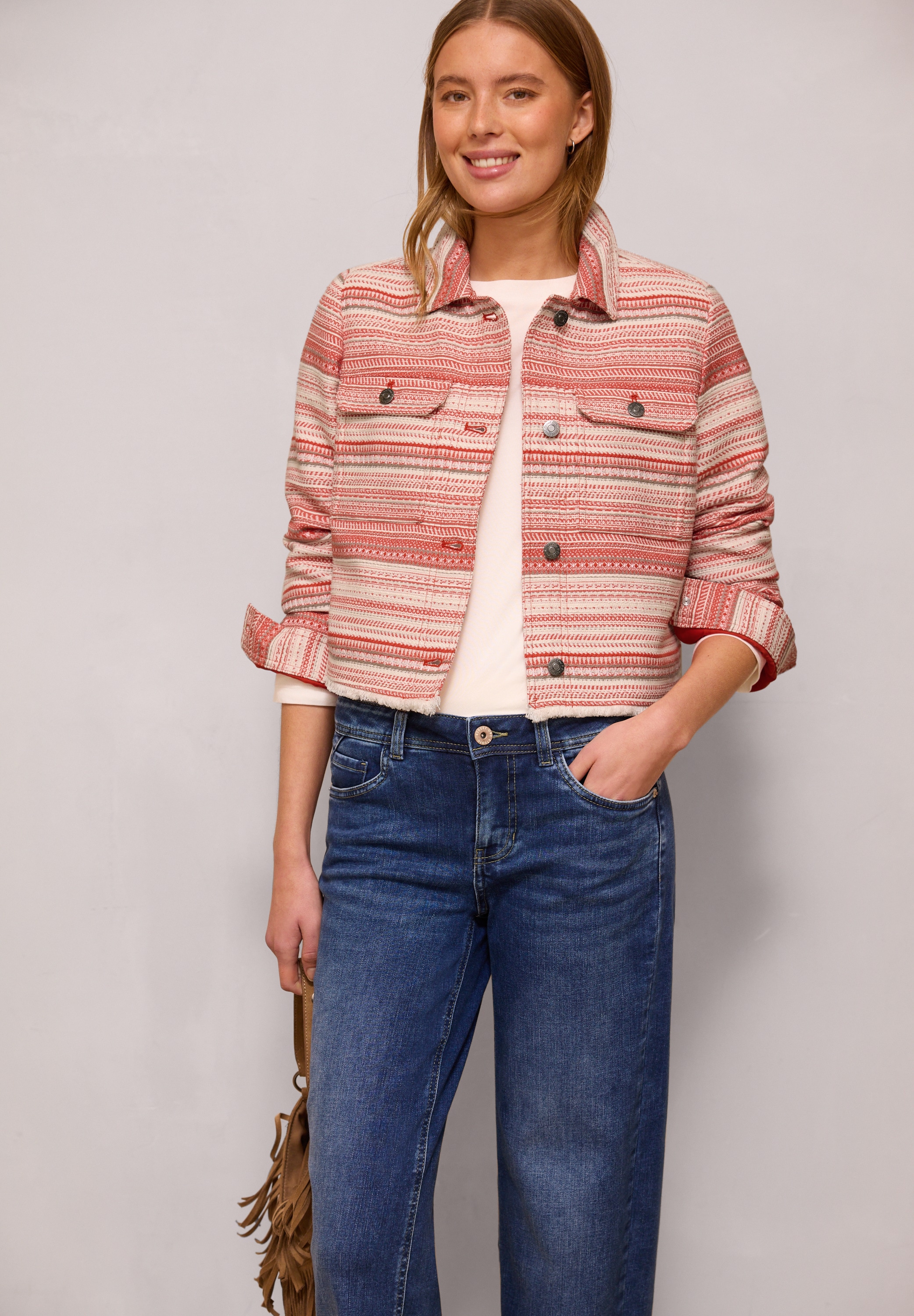 STREET ONE STUDIO Blouson ohne Kapuze mit buntem Streifenmuster