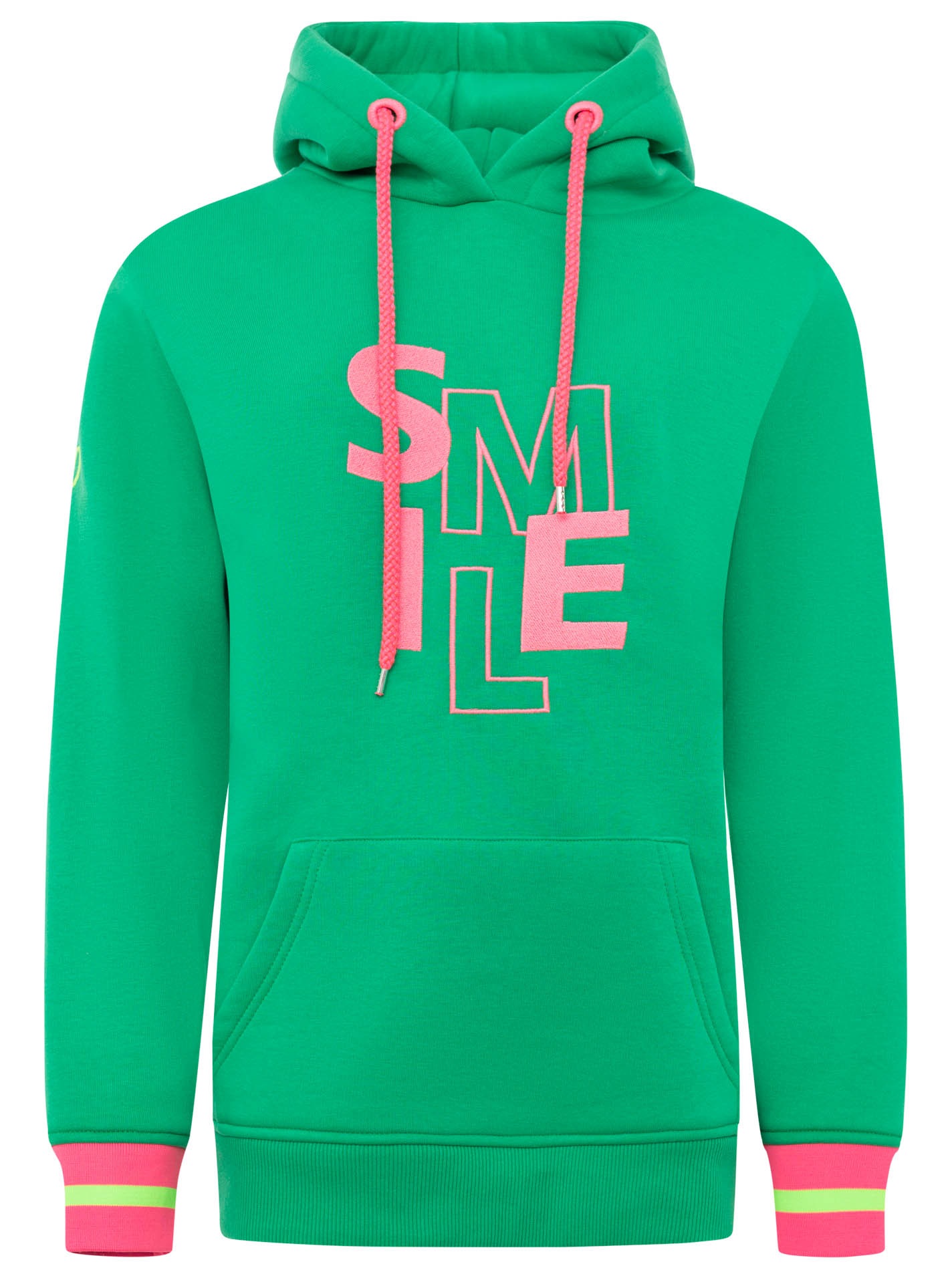 Zwillingsherz Hoodie ""SMILE"", große Stickerei, gestreifte Bündchen, Front günstig online kaufen