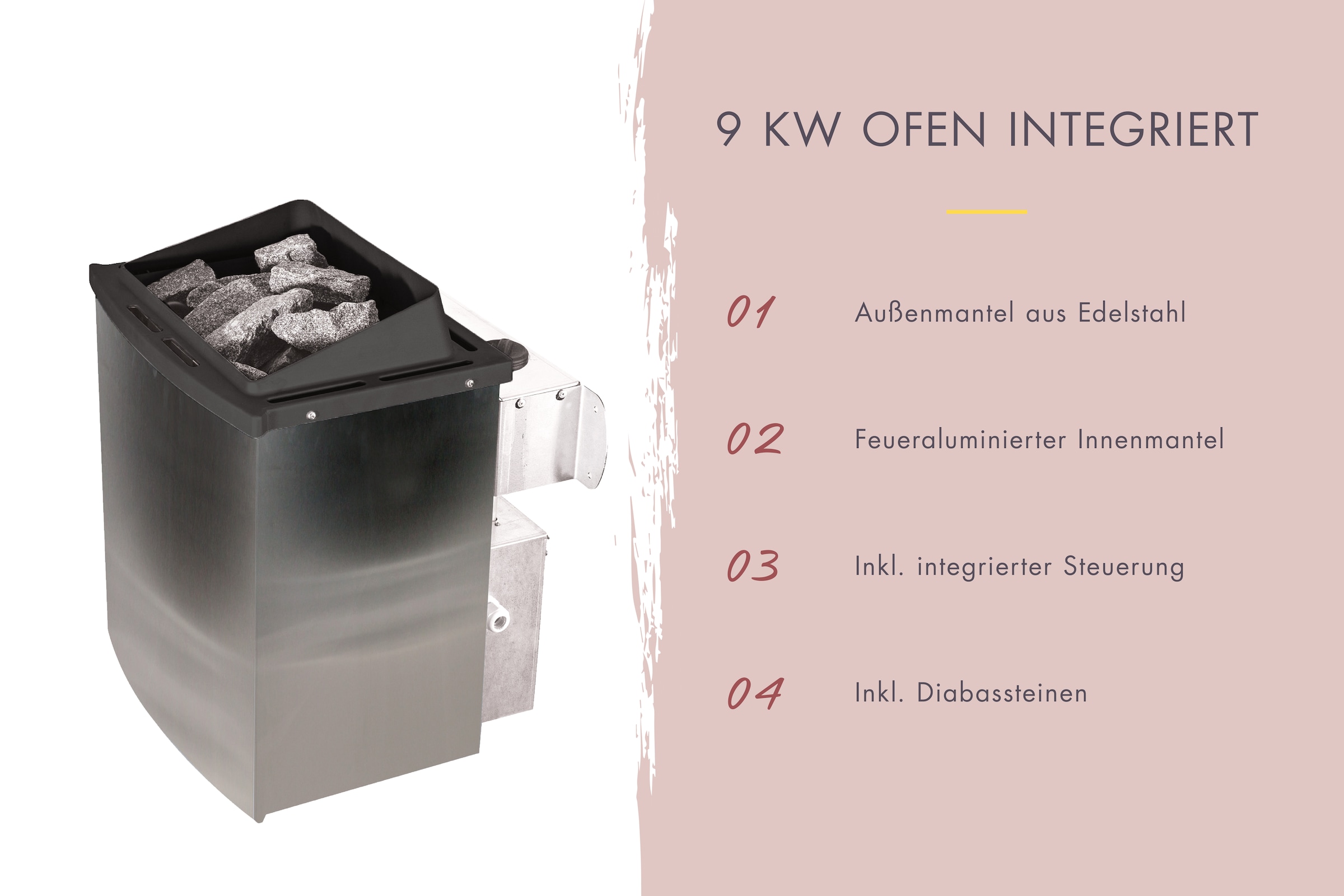 Karibu Fasssauna »Franzi 1« Set,  Ofen 9 kW integr. Strg