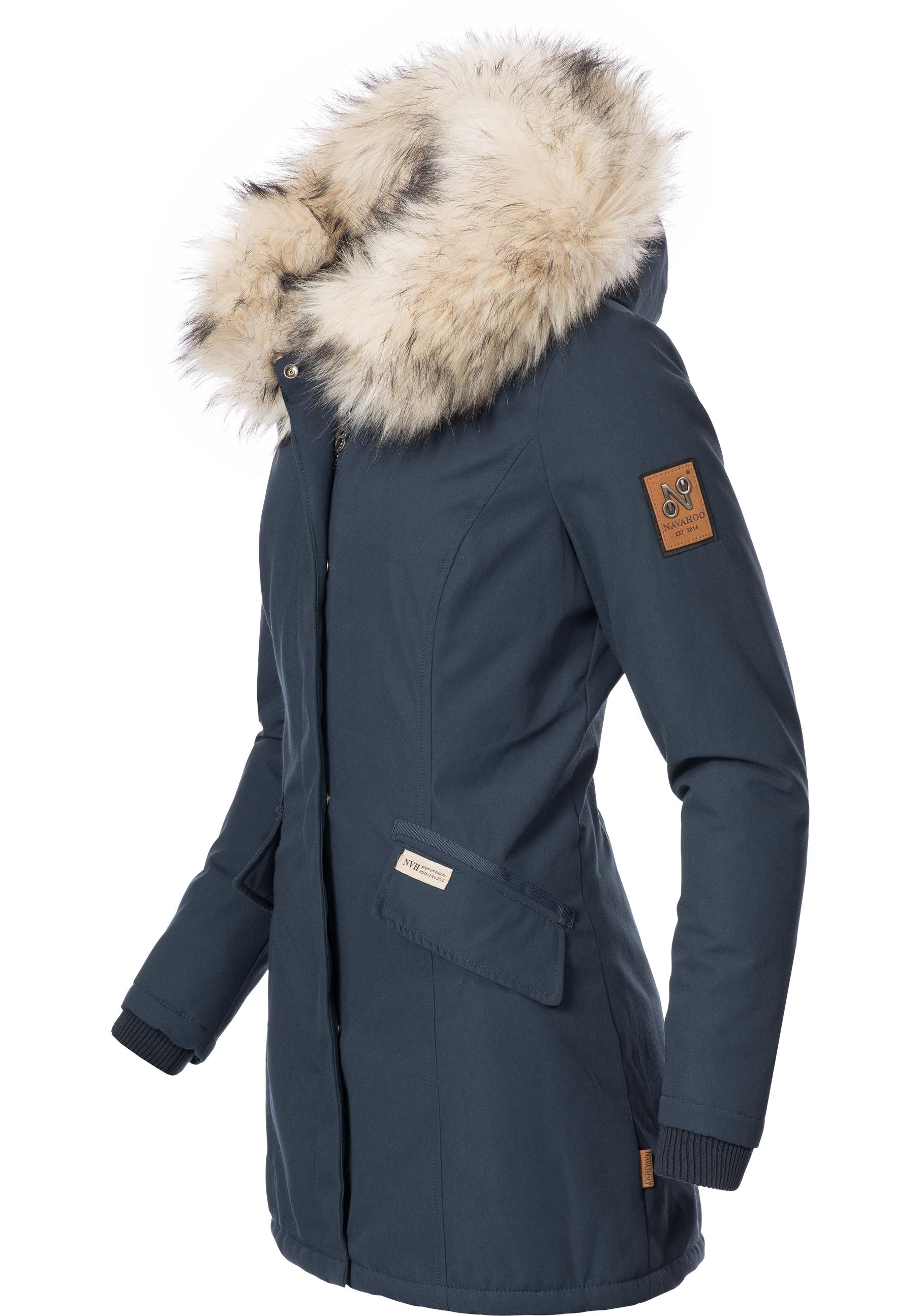 Navahoo Wintermantel »Cristal«, stylischer Damen Winterparka mit Kunstfell-Kapuze