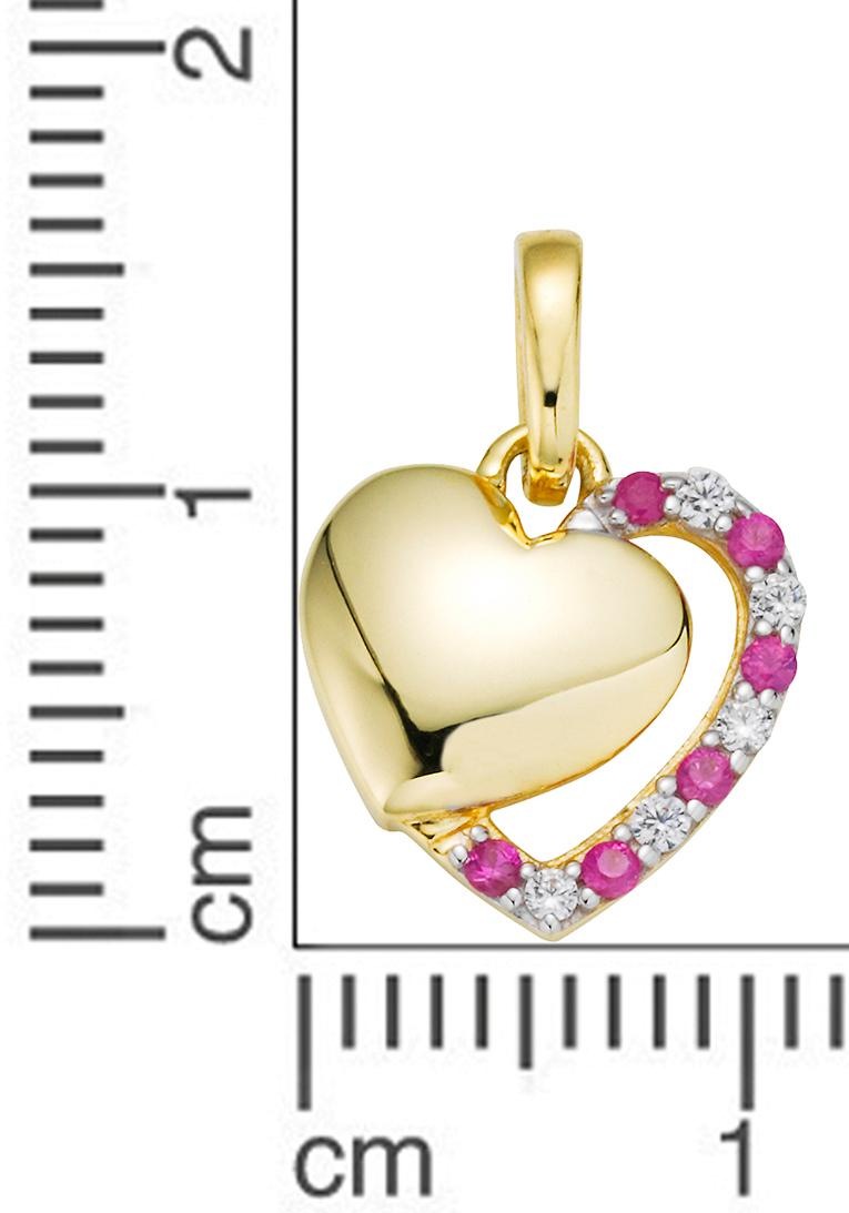 Firetti Kettenanhänger »Schmuck Geschenk Gold 333 Halsschmuck Anhänger für Halskette Herz«, mit Rubin, Zirkonia (synth.)