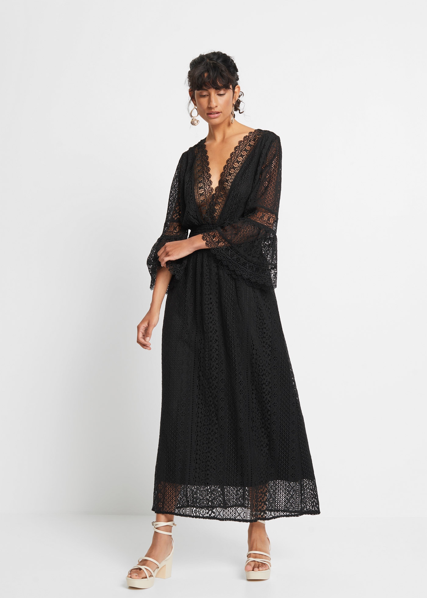 bonprix Maxikleid für Frühjahr und Sommer, aus Baumwolle, feminin geschnitten