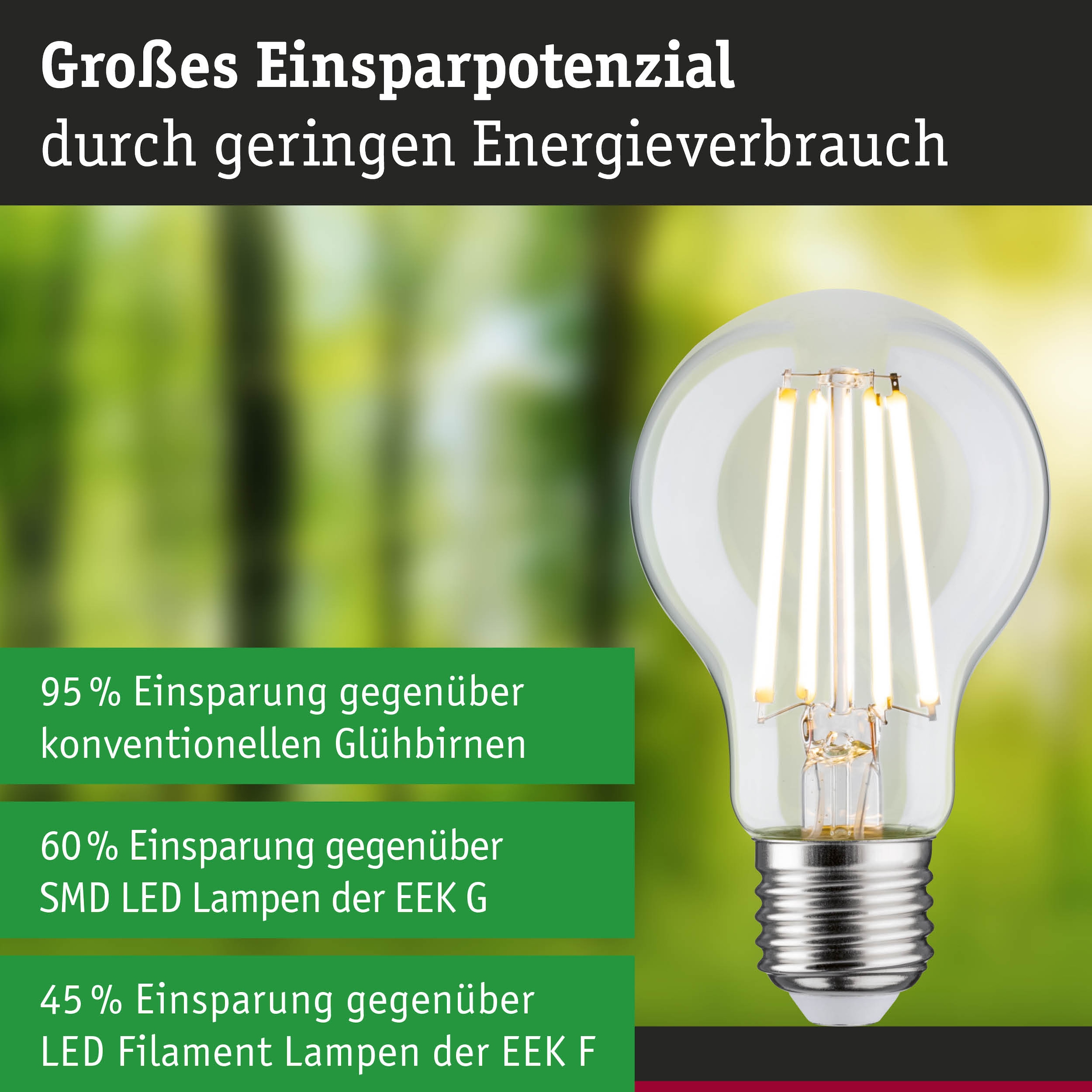 Paulmann LED-Leuchtmittel »Efficient-Line AGL 840lm 4,5W 3000K dim klar 230V« E27 1 Stk. Warmweiß