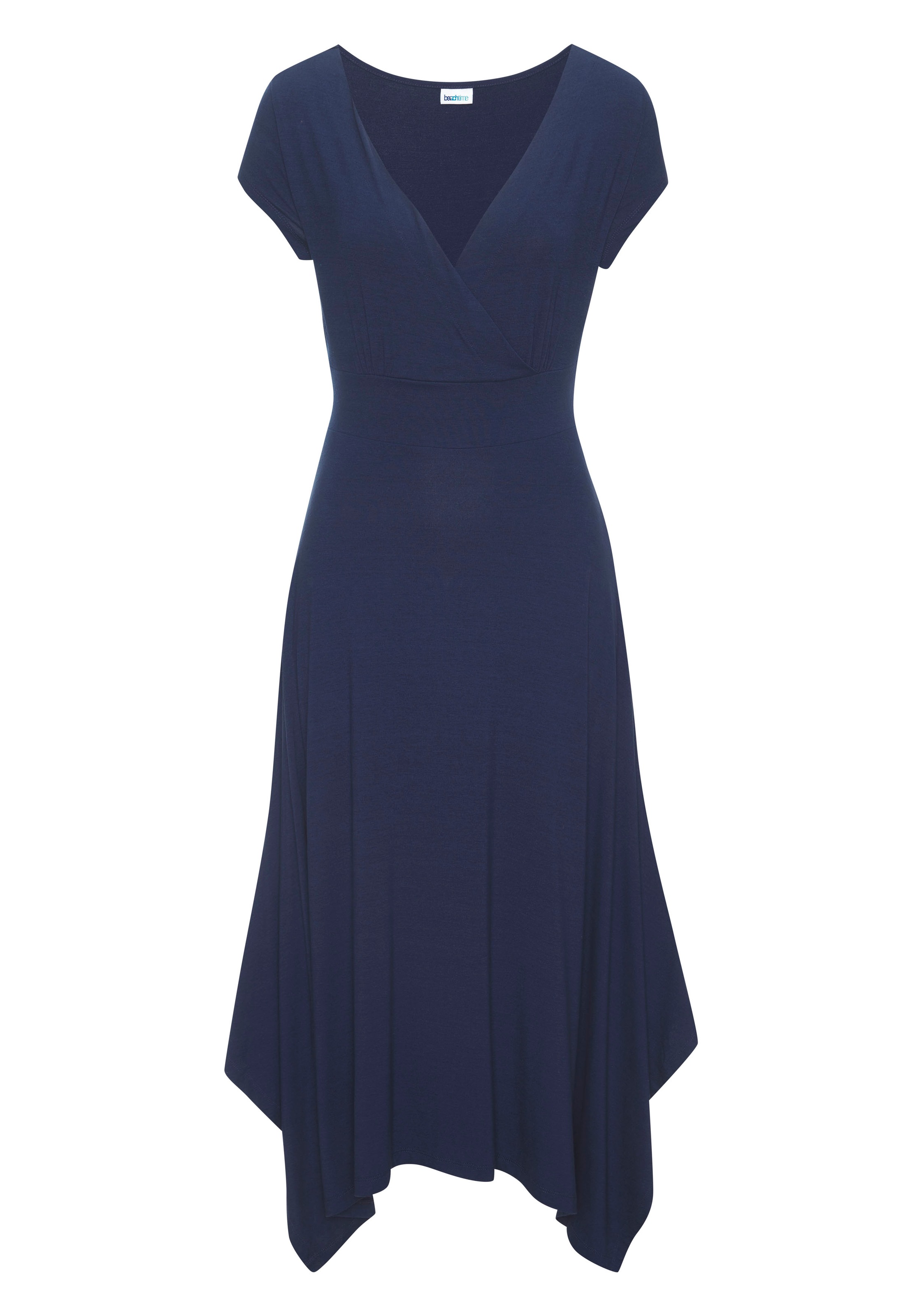Beachtime by Lascana Jerseykleid "mit asymmetrischem Zipfelsaum und Schleife in der Taille, elegant" Ohne Taschen Leichtes Sommerkleid, Strandkleid, Viskosekleid, Basickleid