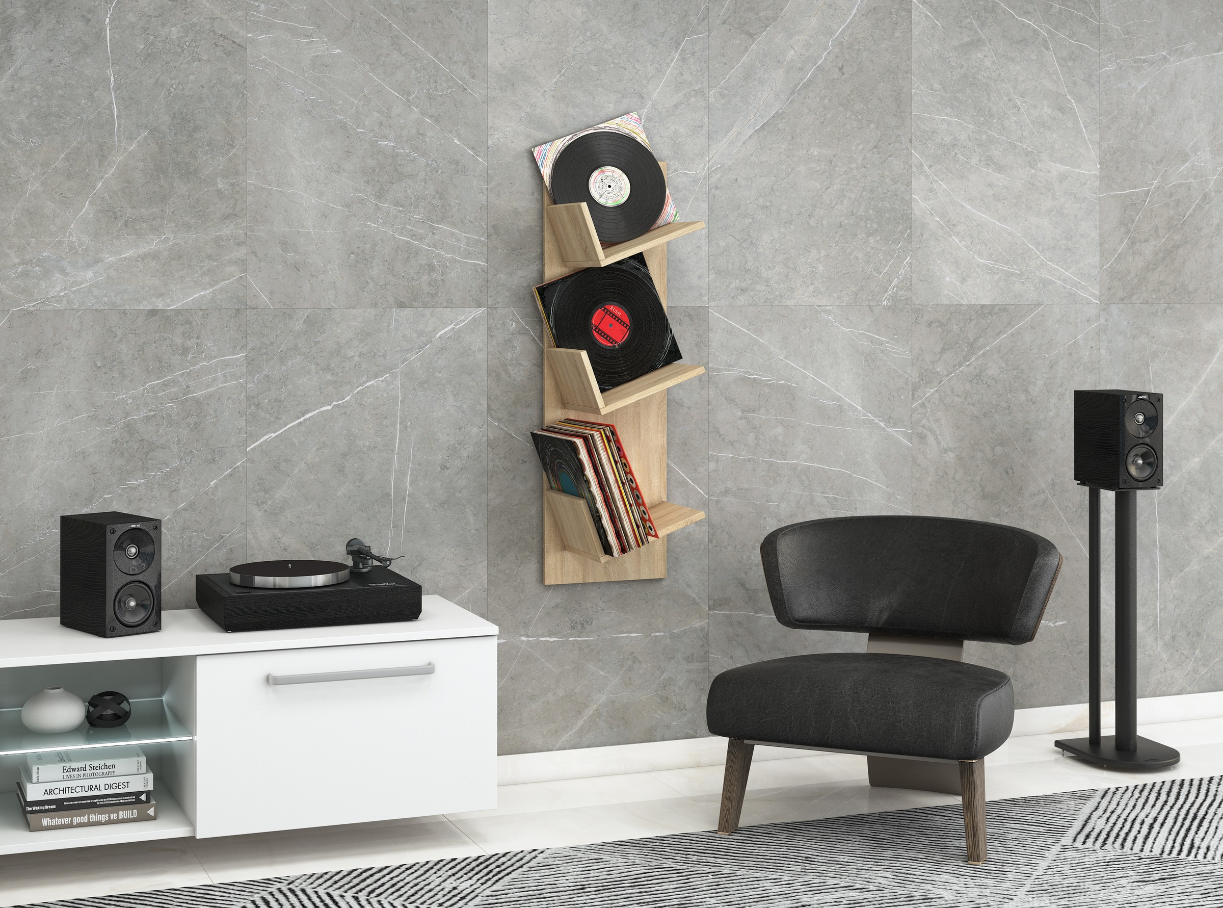 VCM Media-Regal »Holz Bücher Schallplatten LP Hänge Wandregal Sulda«