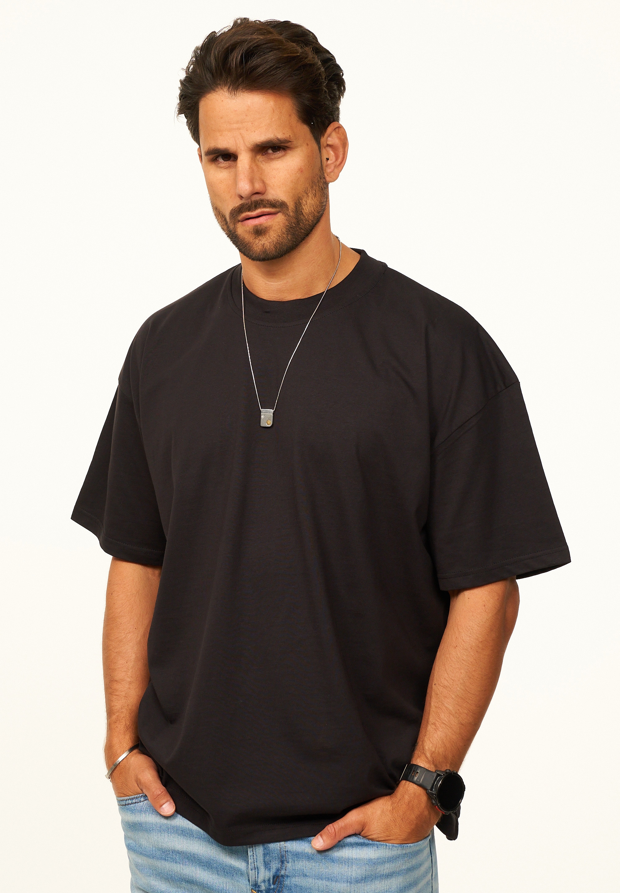 Daily Cotton T-Shirt »Kurzarm Oversize aus 100% Baumwolle mit Rundhalsausschnitt Crew Neck für Herren« Basic Oberteil Crew-Neck kurzärmlig aus 100% Baumwolle für Männer