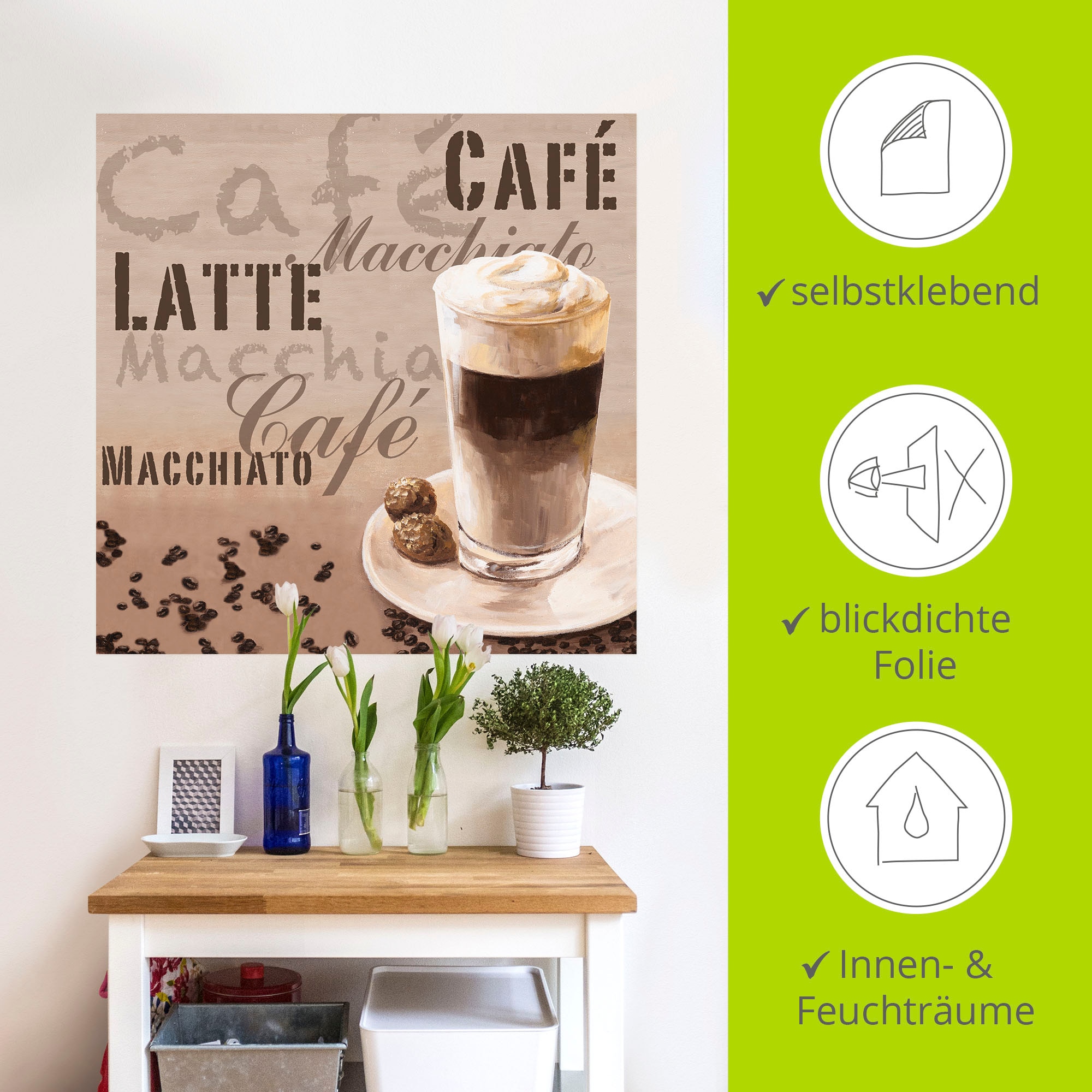 Artland Wandbild »Kaffee - Latte Macchiato«, Getränke, (1 St.), als Leinwandbild, Wandaufkleber in verschied. Größen