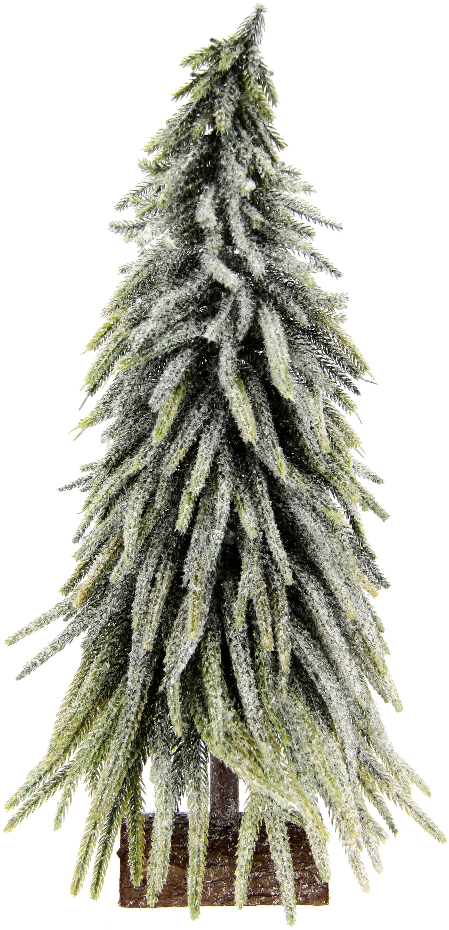 I.GE.A. Dekobaum "Weihnachtsdeko, Weihnachtsbaum", Künstlicher mini Tannenbaum geeist auf Holzsockel 32 cm