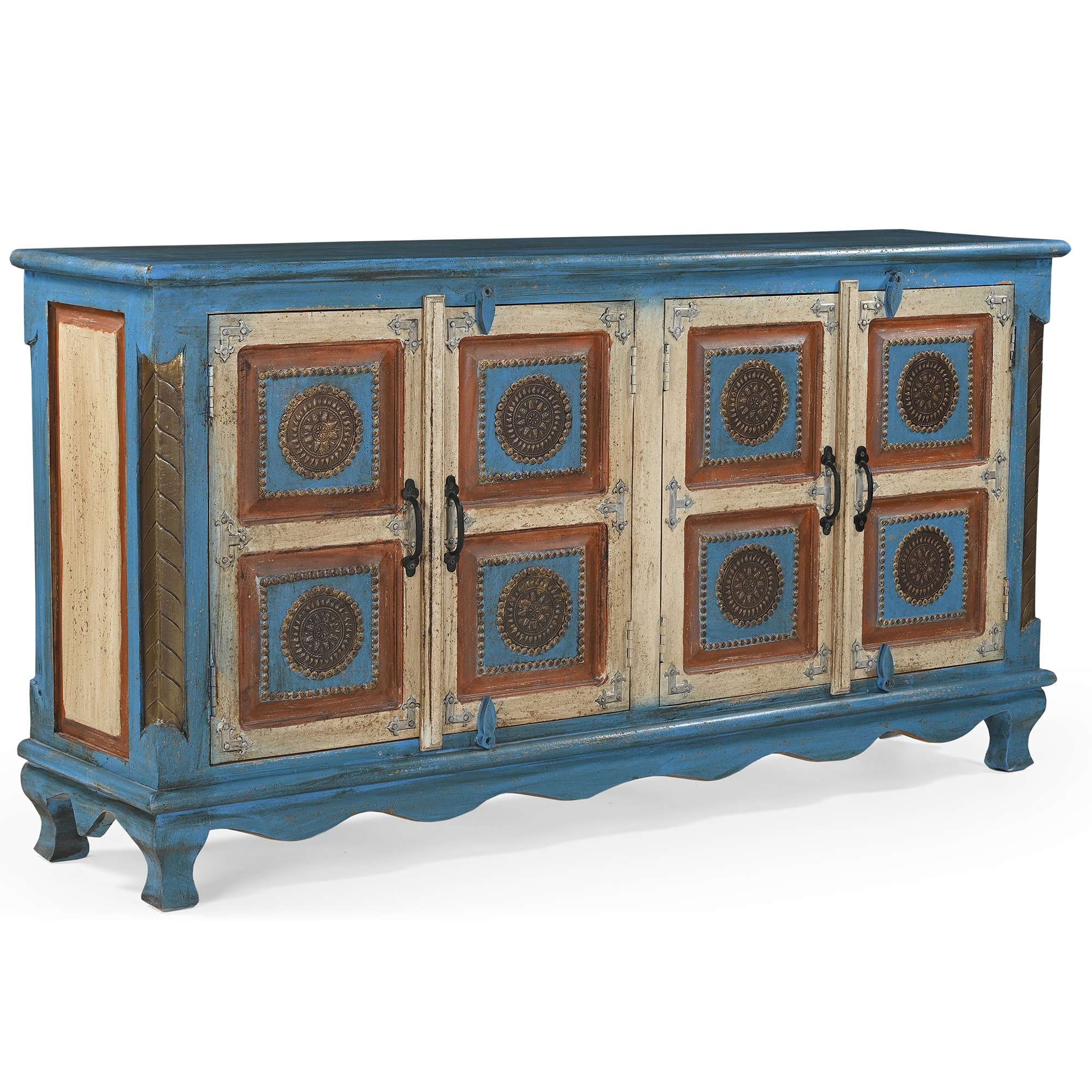Home affaire Sideboard »Mahar« mit aufwendiger Schnitzerei, handgefertigt, Unika-Möbel, Breite 160 cm