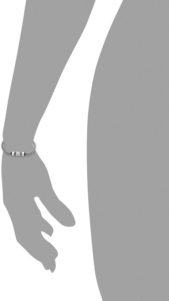 Armband S.OLIVER "9240135", schwarz (edelstahlfarben, schwarz, weiß), Armbänder, Damen, 21cm, Edelstahl Kautschuk, Edelstahl, Kautschuk, Armband, mit Kristall 3