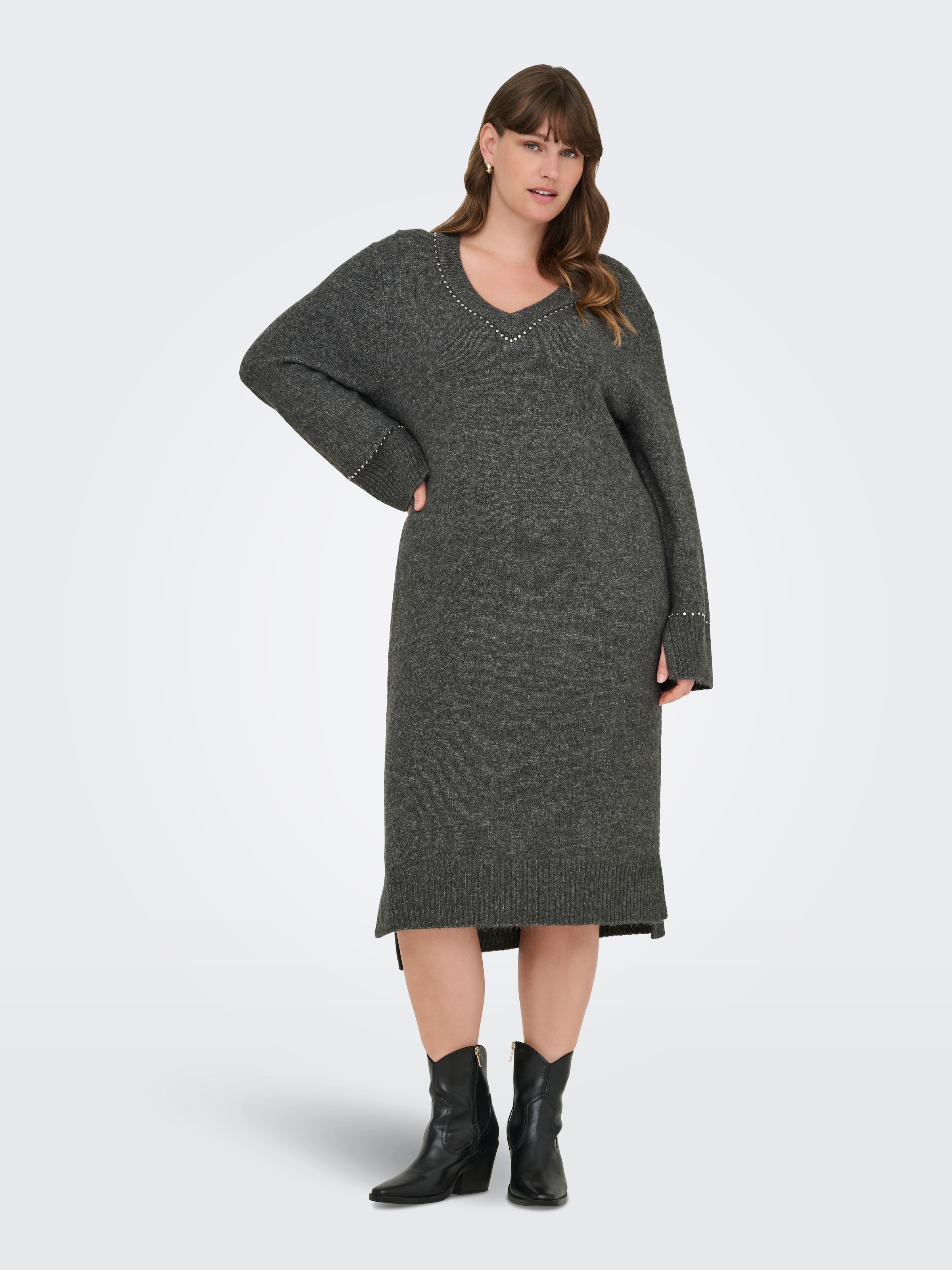 ONLY CARMAKOMA Strickkleid »CARELSIE LS STUDS DRESS KNT«