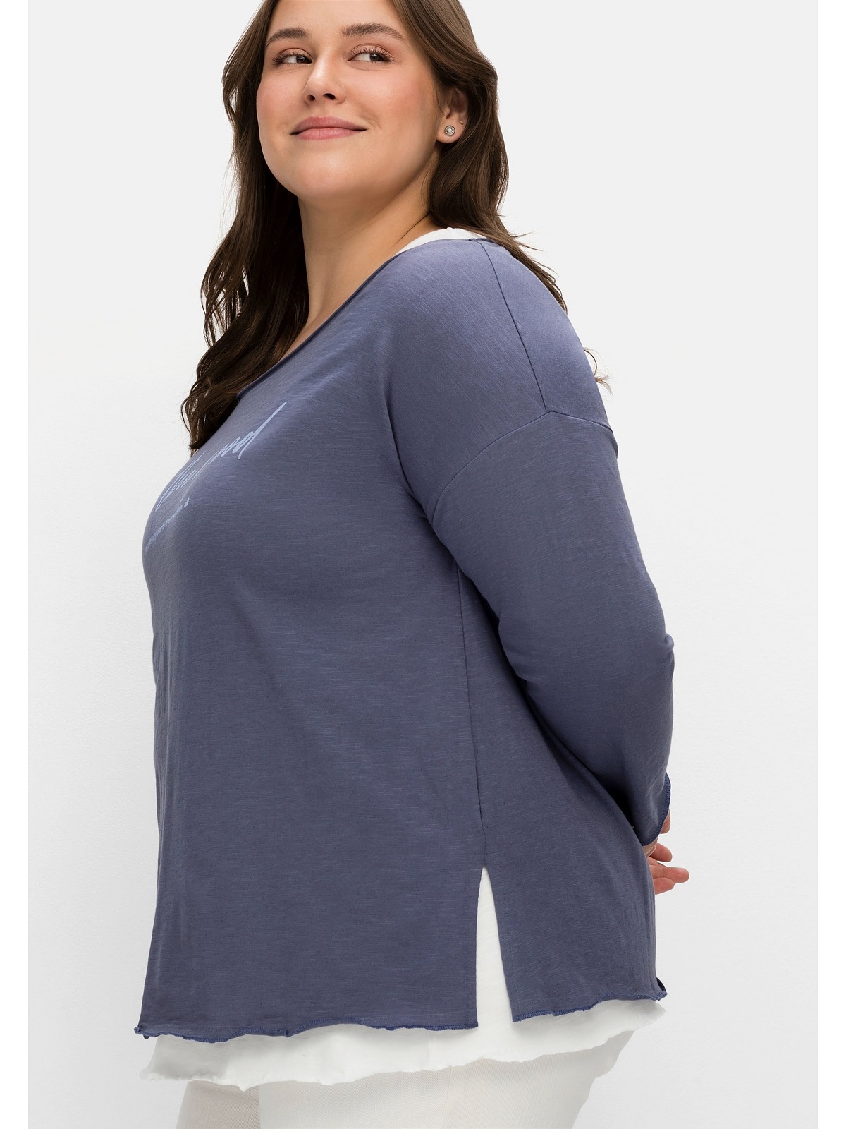 Sheego 3/4-Arm-Shirt »Große Größen«, mit Top im Layerlook, aus Flammgarn  für kaufen | BAUR