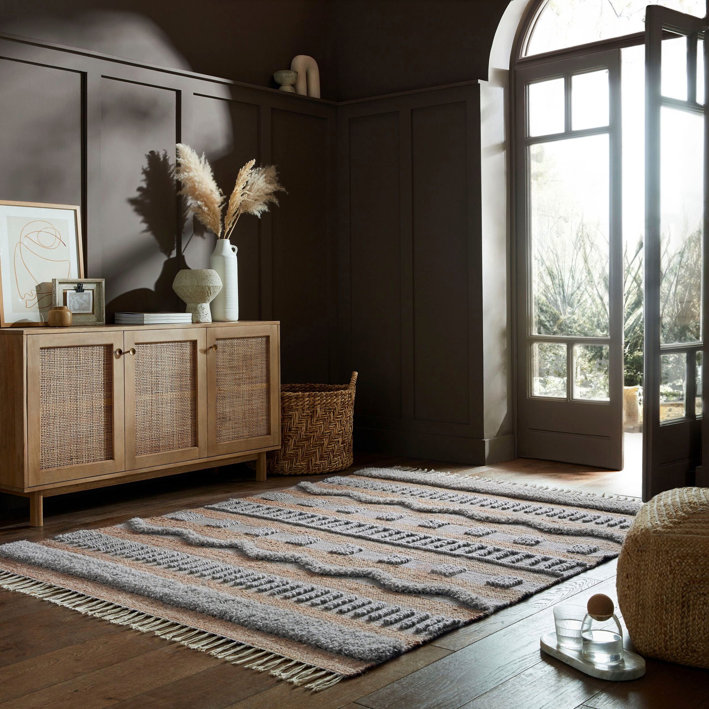 FLAIR RUGS Teppich »Medina«, rechteckig, Boho-Look, aus Naturfasern wie Wolle & Jute