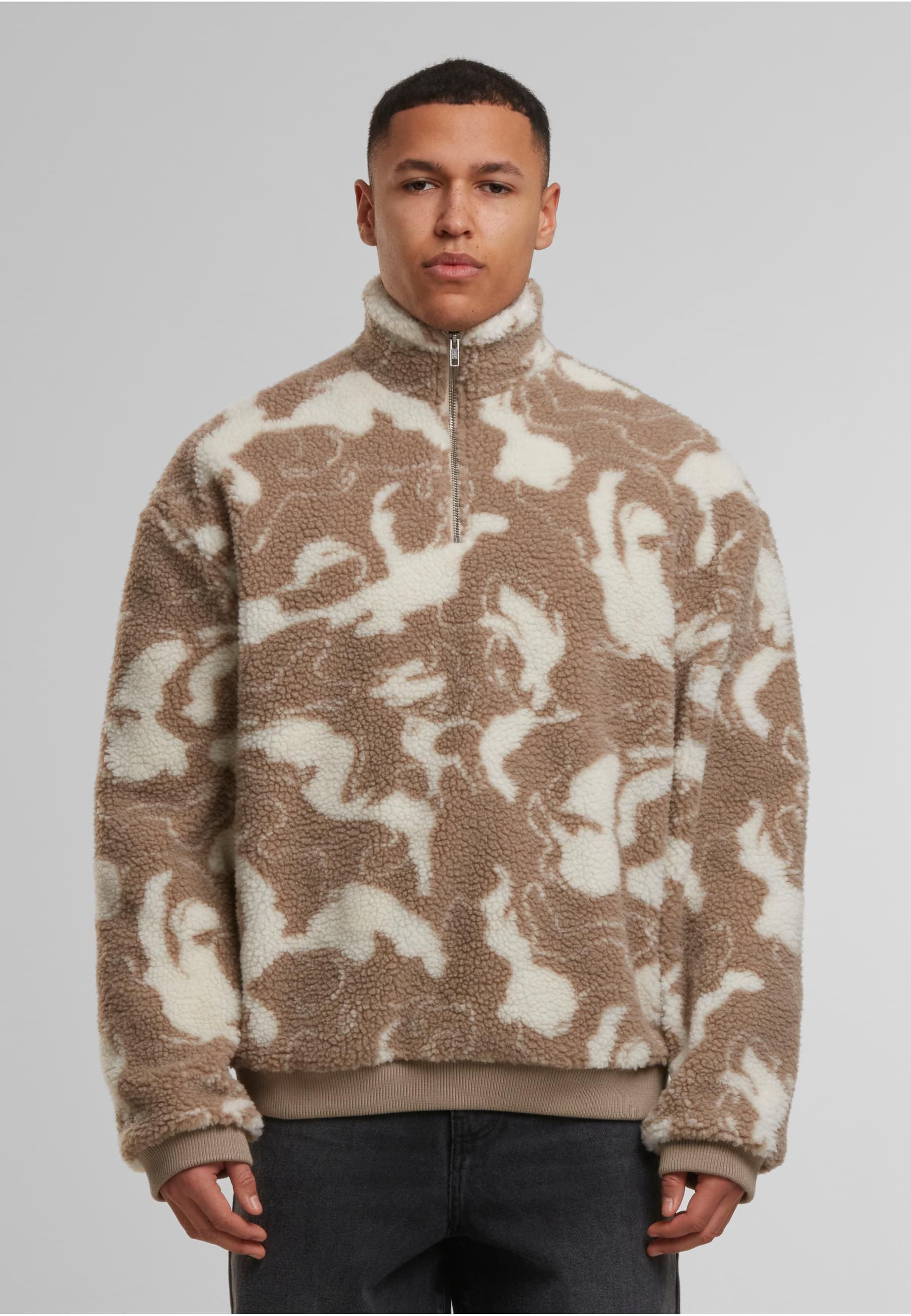 URBAN CLASSICS Sweater »Urban Classics Oversized Pattern Teddy Troyer«, (1 tlg.)