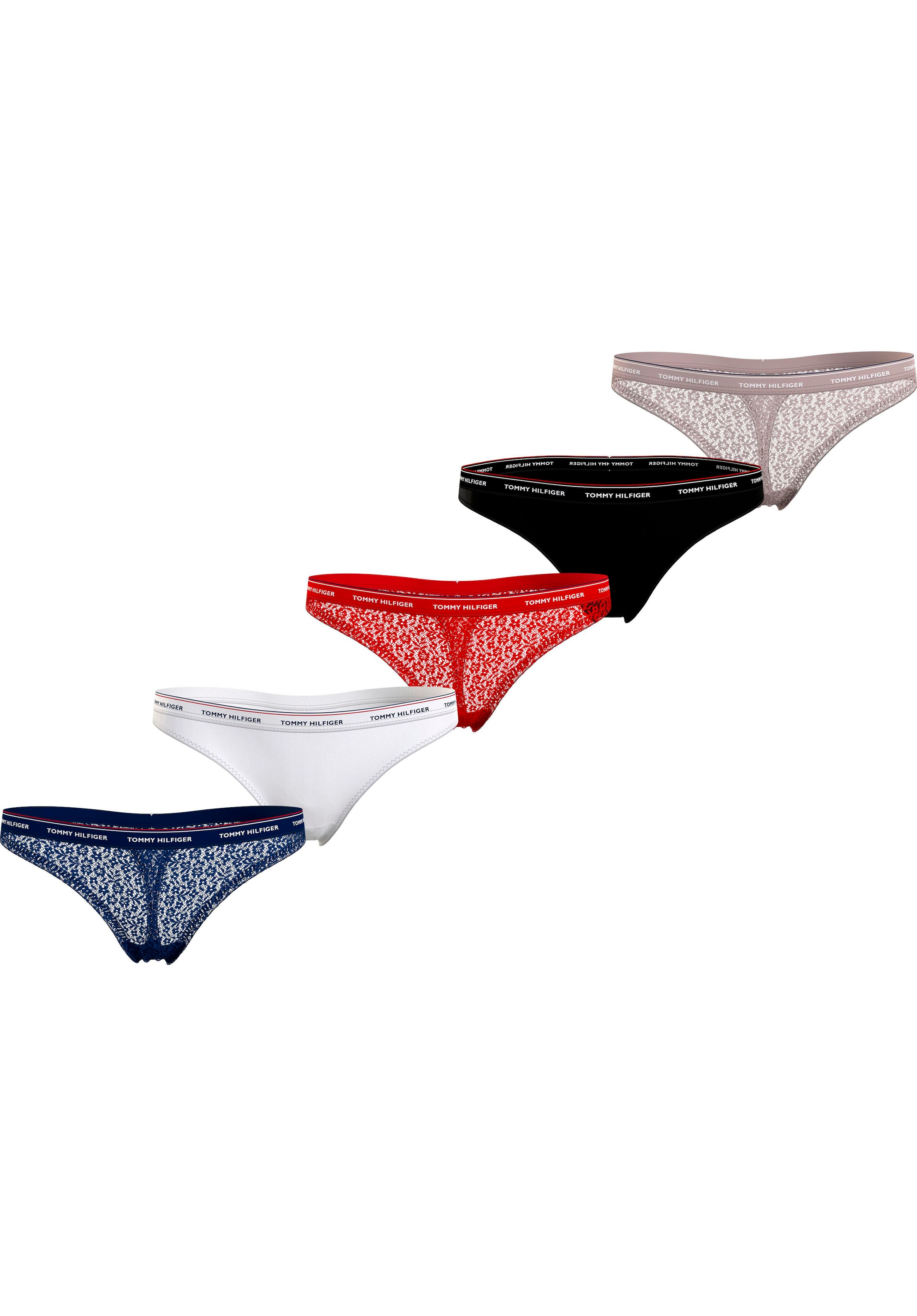 Tommy Hilfiger Underwear T-String »THONG 5 PACK GIFTING«, (Packung, 5 St.,  5er-Pack), mit modischem Logobund in Labelfarben | BAUR