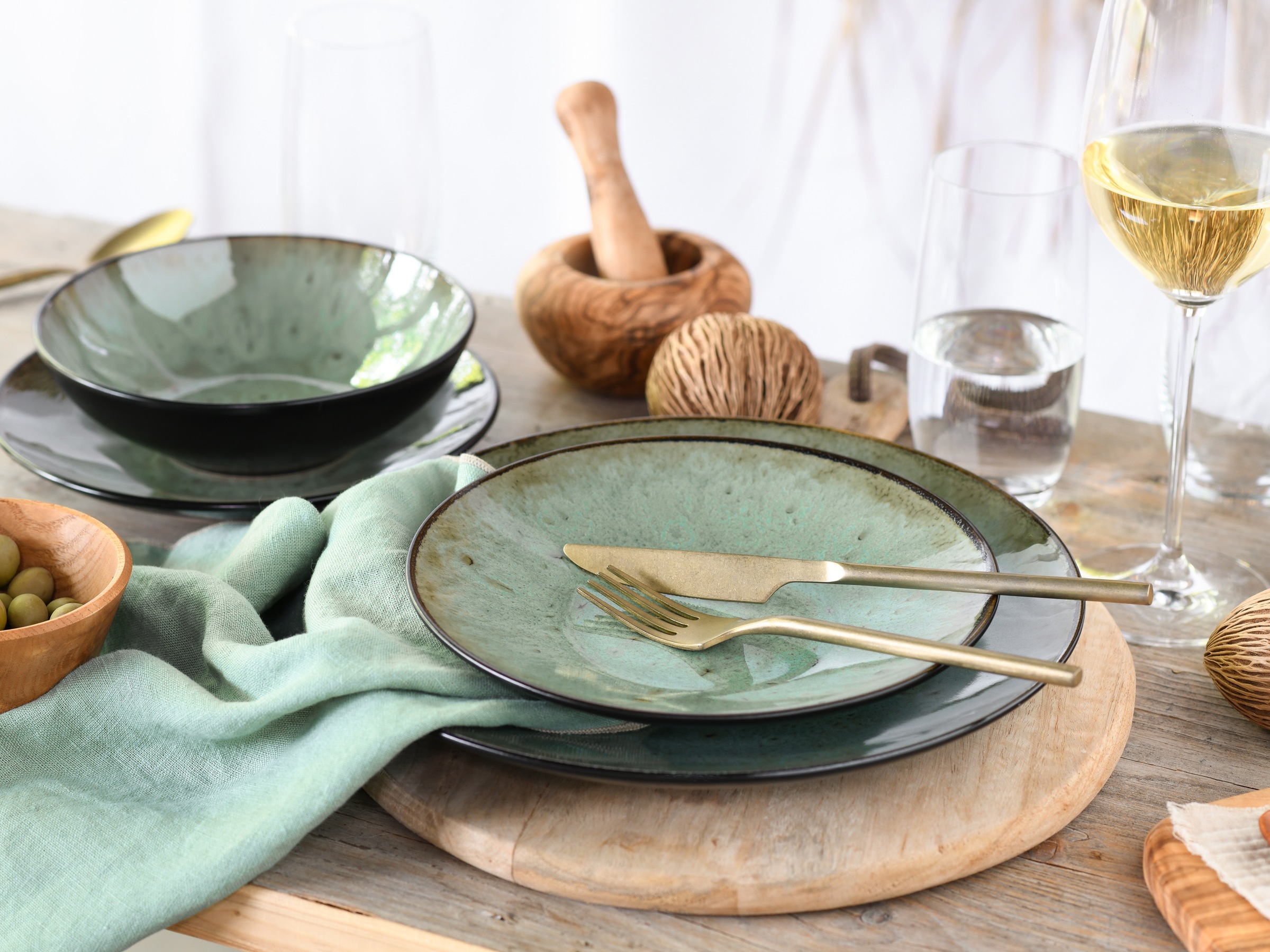 CreaTable Teller-Set »Jawa, Tellerset 12-tlg«, (Set, 12 tlg.), Reaktivglasur