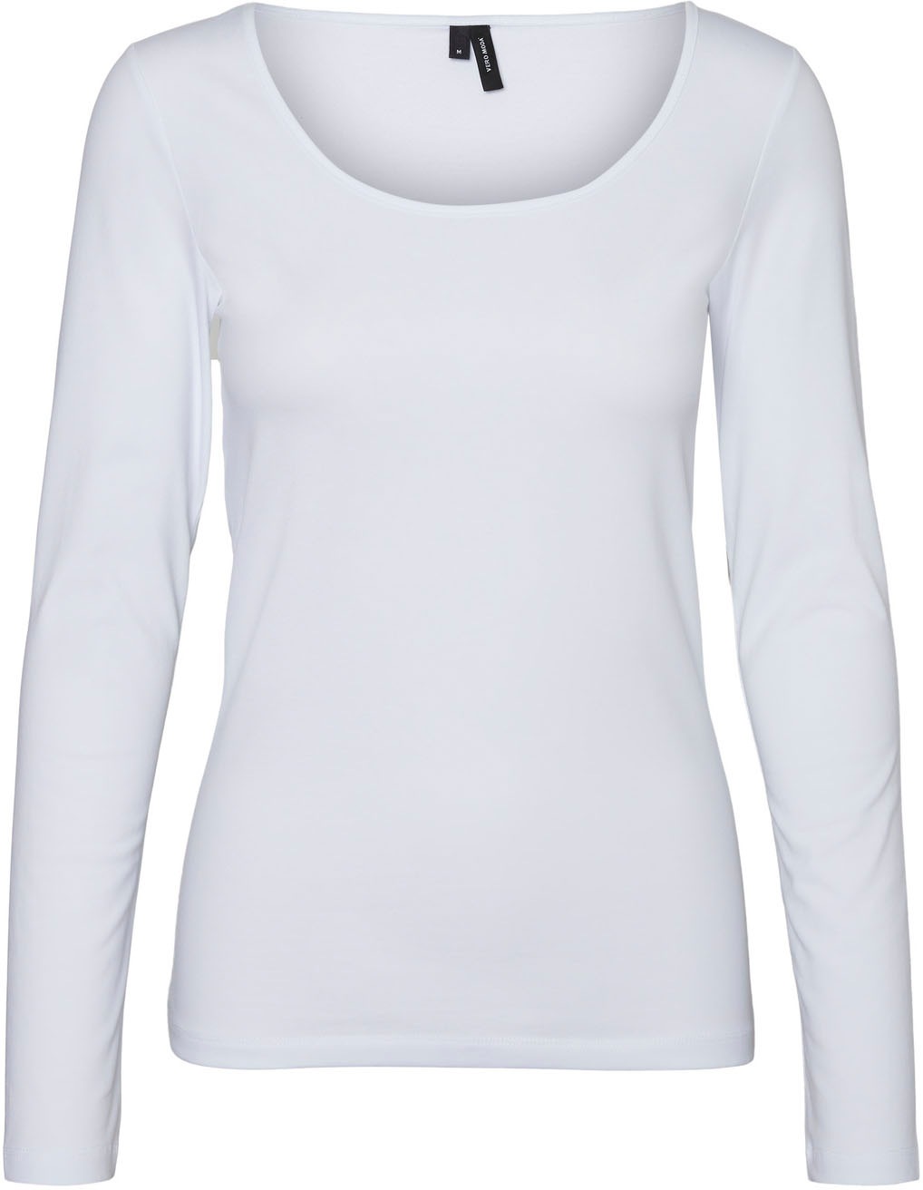 Langarmshirt VERO MODA "VMMAXI", Damen, Gr. XL, weiß (hellweiß), Jersey, Obermaterial: 95% Baumwolle, 5% Elasthan, Basic, sehr figurbetont hüftlang, Rundhals, Shirts Langarmshirt, aus Bio-Baumwolle 3