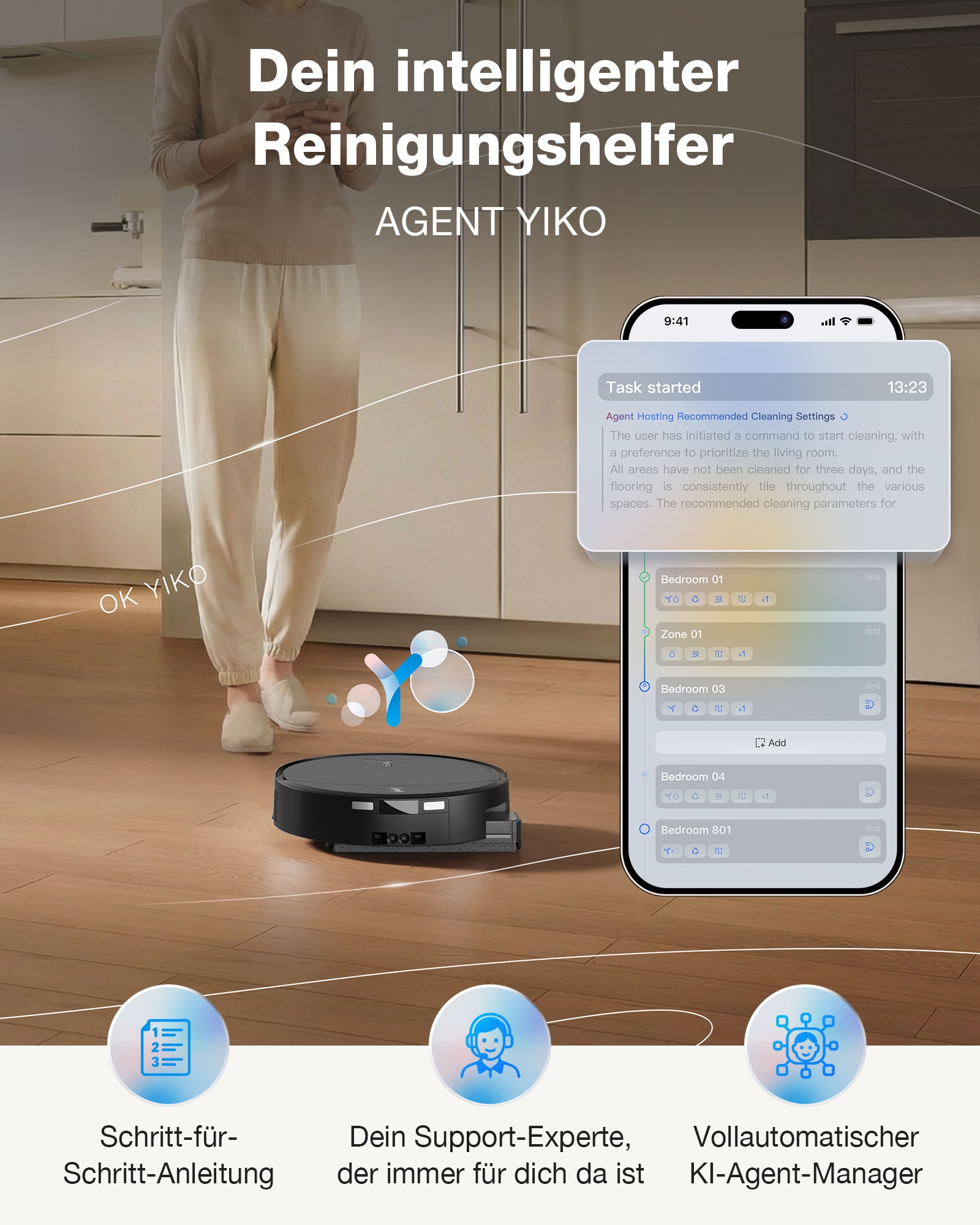 ECOVACS Nass-Trocken-Saugroboter »DEEBOT T90 PRO OMNI (Black)« Saug-und Wischroboter mit All-in-One Station und 30.000 Pa Saugkraft