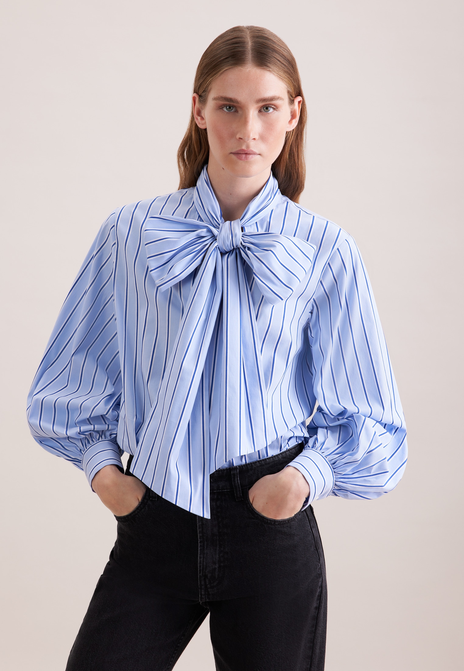 seidensticker Schluppenbluse 1/1 Binderkragen Gestreift günstig online kaufen