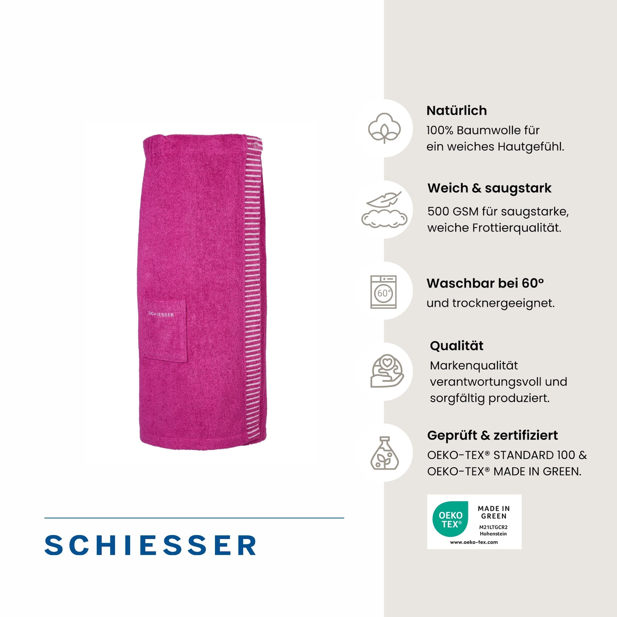 Schiesser Kilt »Rom aus weicher Baumwolle, saugstark und 3-fach weitenverstellbar« 1 Stk. OEKO-TEX® MADE IN GREEN