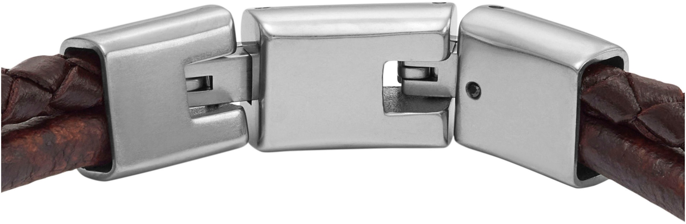Armband FOSSIL "Schmuck Geschenk Edelstahl Leder Armschmuck JEWELRY", braun (edelstahlfarben, braun), Armbänder, Damen, 19,5cm, Edelstahl Leder, Edelstahl, Leder, Armband 4