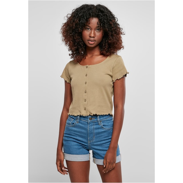 URBAN CLASSICS Shirtjacke »Damen Ladies Cropped Button Up Rib Tee«, (1 tlg.)  kaufen | BAUR