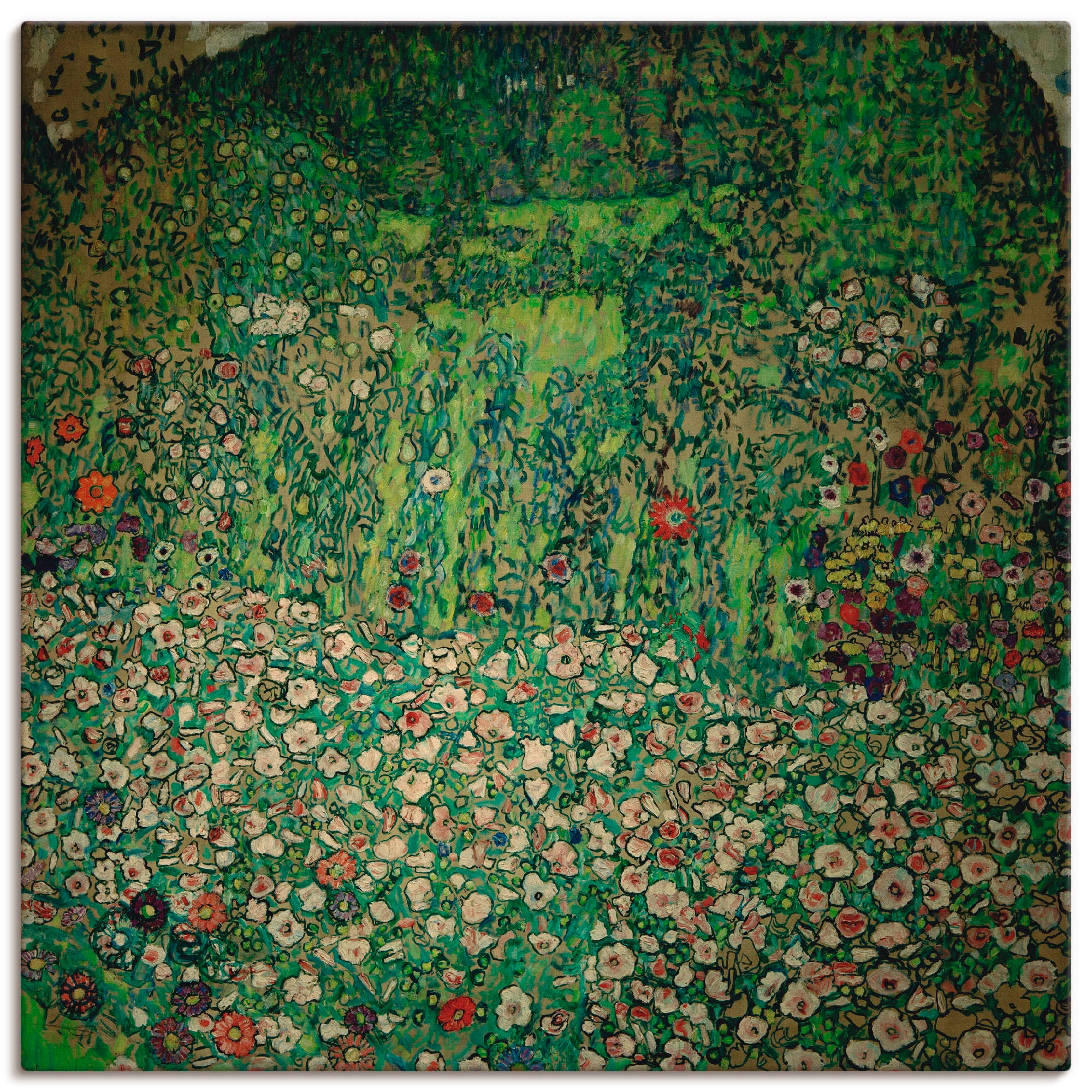 Artland Leinwandbild "Gartenlandschaft mit Bergkuppe (Gartenlandschaft)" Garten 1 Stk. tlg. auf Holzrahmen gespannt