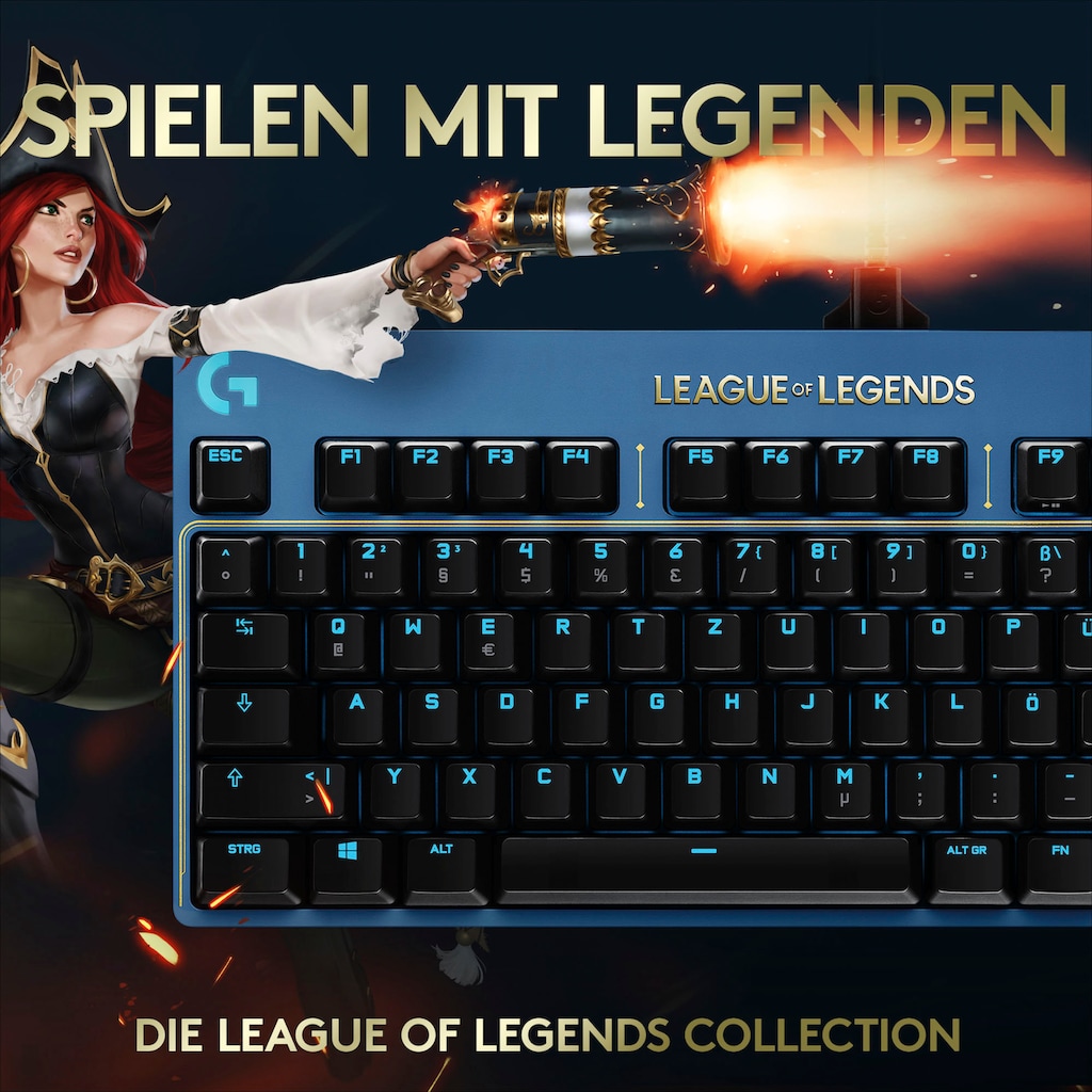 Logitech G Gaming-Tastatur »G PRO League of Legends Edition«, (Funktionstasten-USB-Anschluss-Antirutsch-Füße)